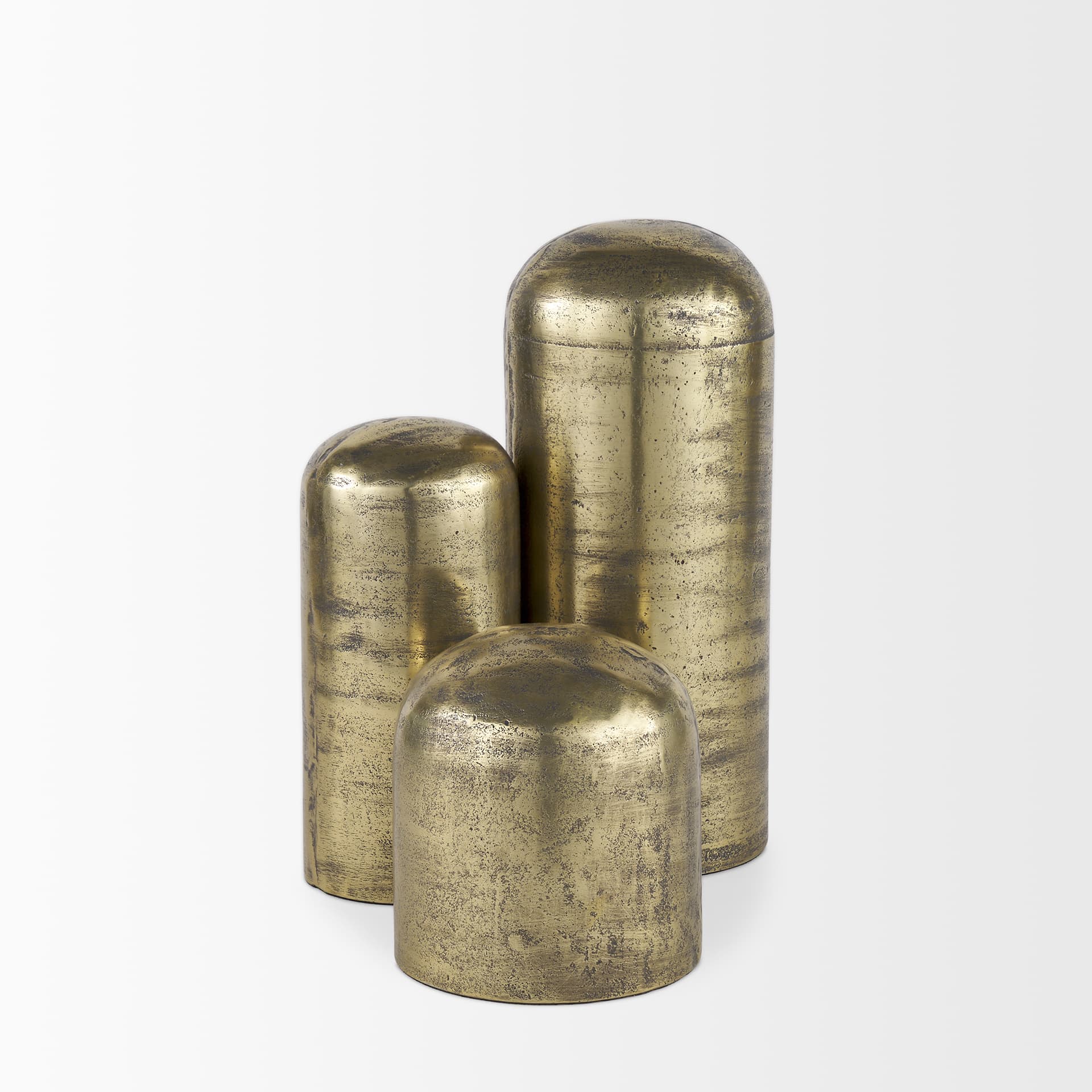Quonset Extra Tall Brass Finished Aluminum Metal Pillar Object — product photograph