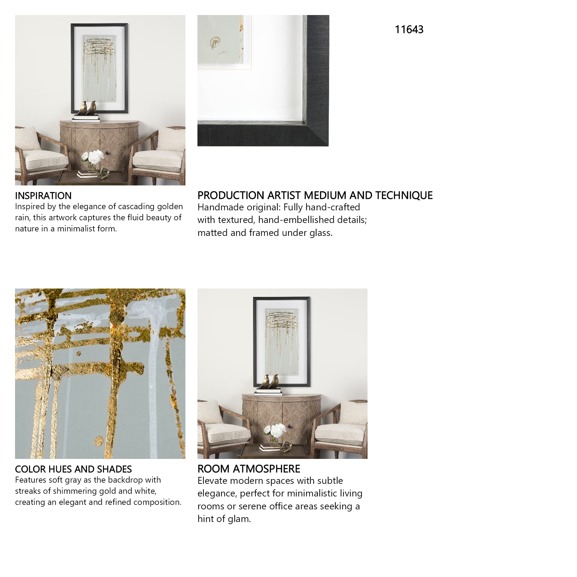 Sun River by Studio M a handmade Original Framed Artwork under Glass — in a styled room