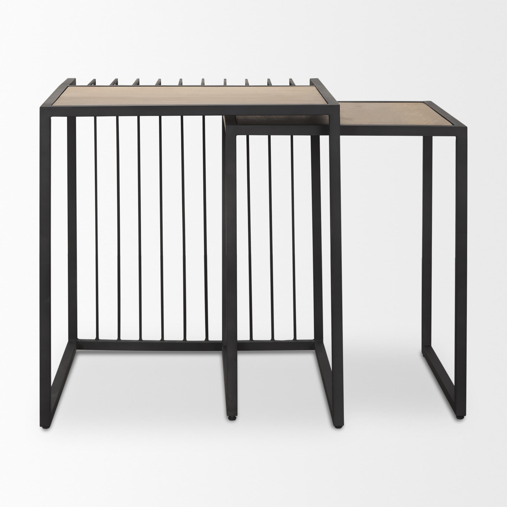 Miles Black Metal w/ Light Wood Nesting End/Side Table — product photograph