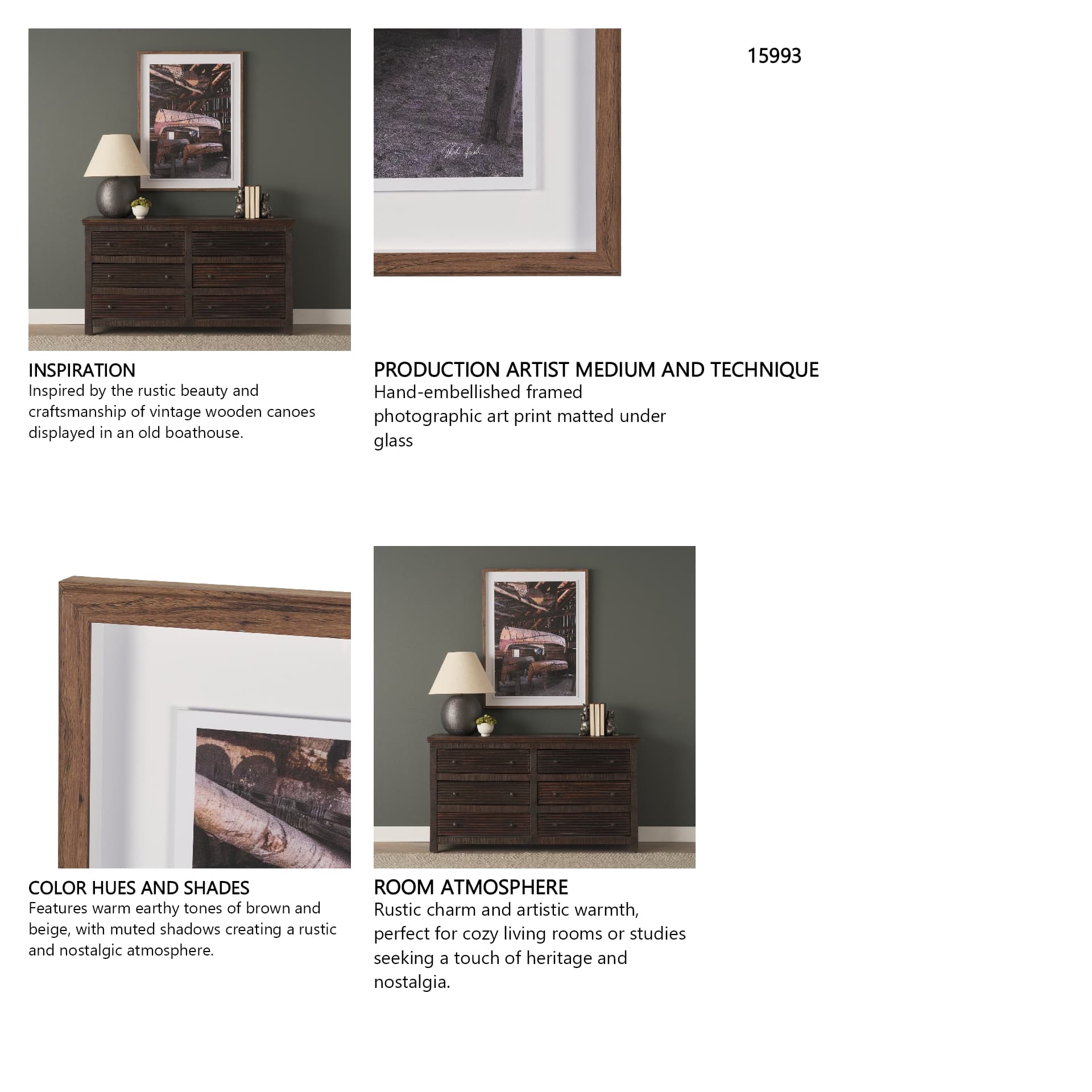 Canoe Barn by Deborah Revell Hand Embelished Framed Art Print Matted under Glass — in a styled room