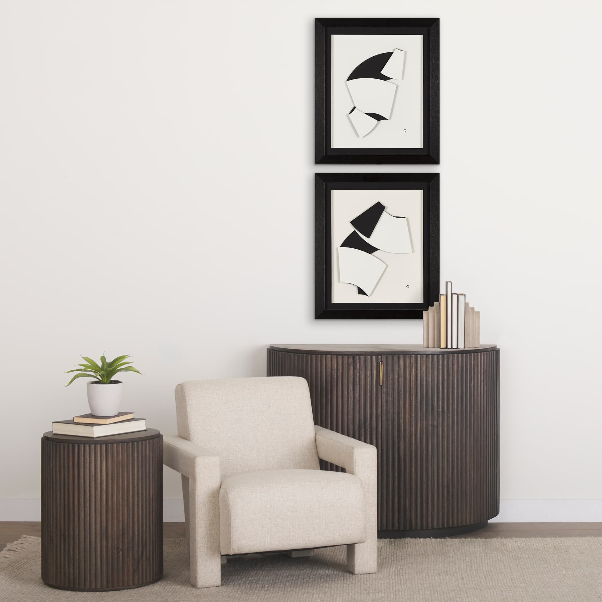The Fold Paper II by Studio M a handmade Original Framed Artwork under Glass — in a styled room