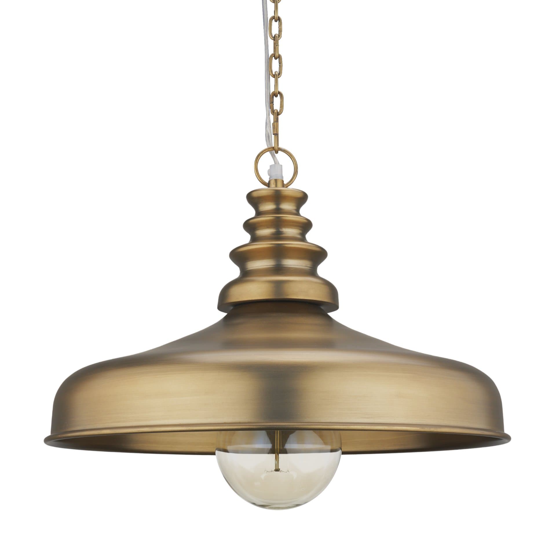 Keller Wide Antiqued Brass Metal 1-Light Pendant — product photograph