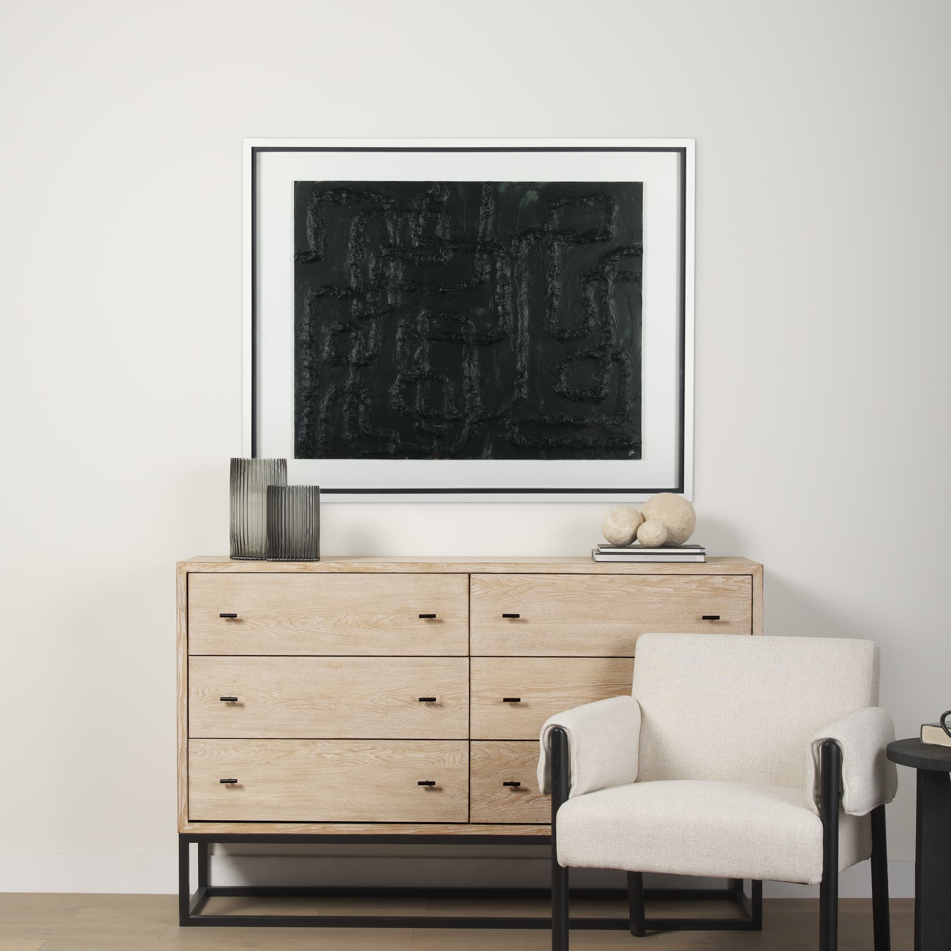 Tangled I by Studio M a handmade Original Framed Artwork under Glass — in a styled room