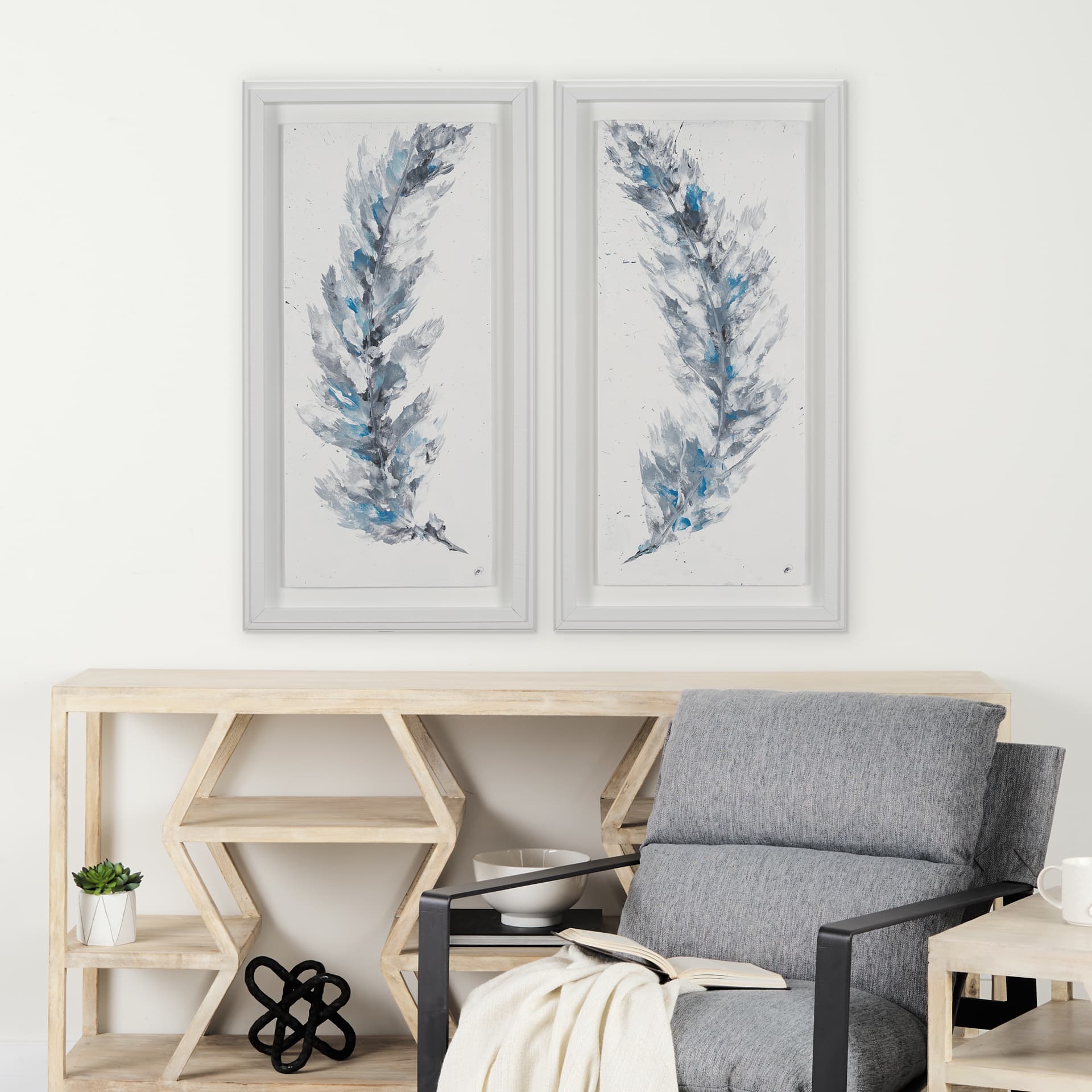 Plume II by Studio M a Framed handmade Original Artwork — in a styled room