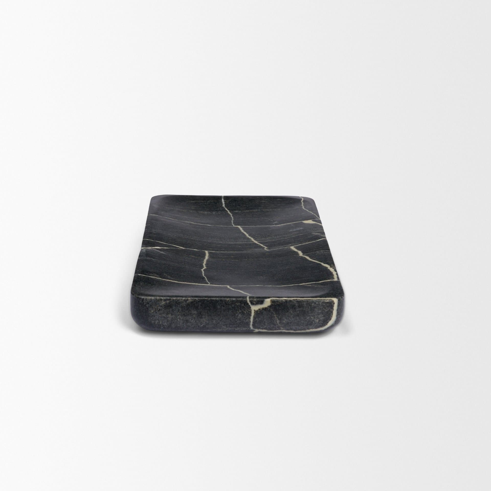 Tratto Rectangular Black Marble Tray — product photograph