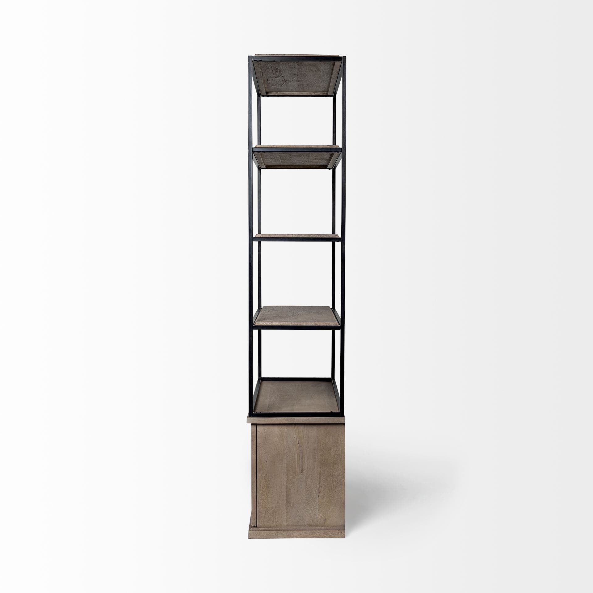 Braxton II Light Brown Wood and Iron Three Shelf Shelving Unit 41.5L x 18.5W x 9 — product photograph