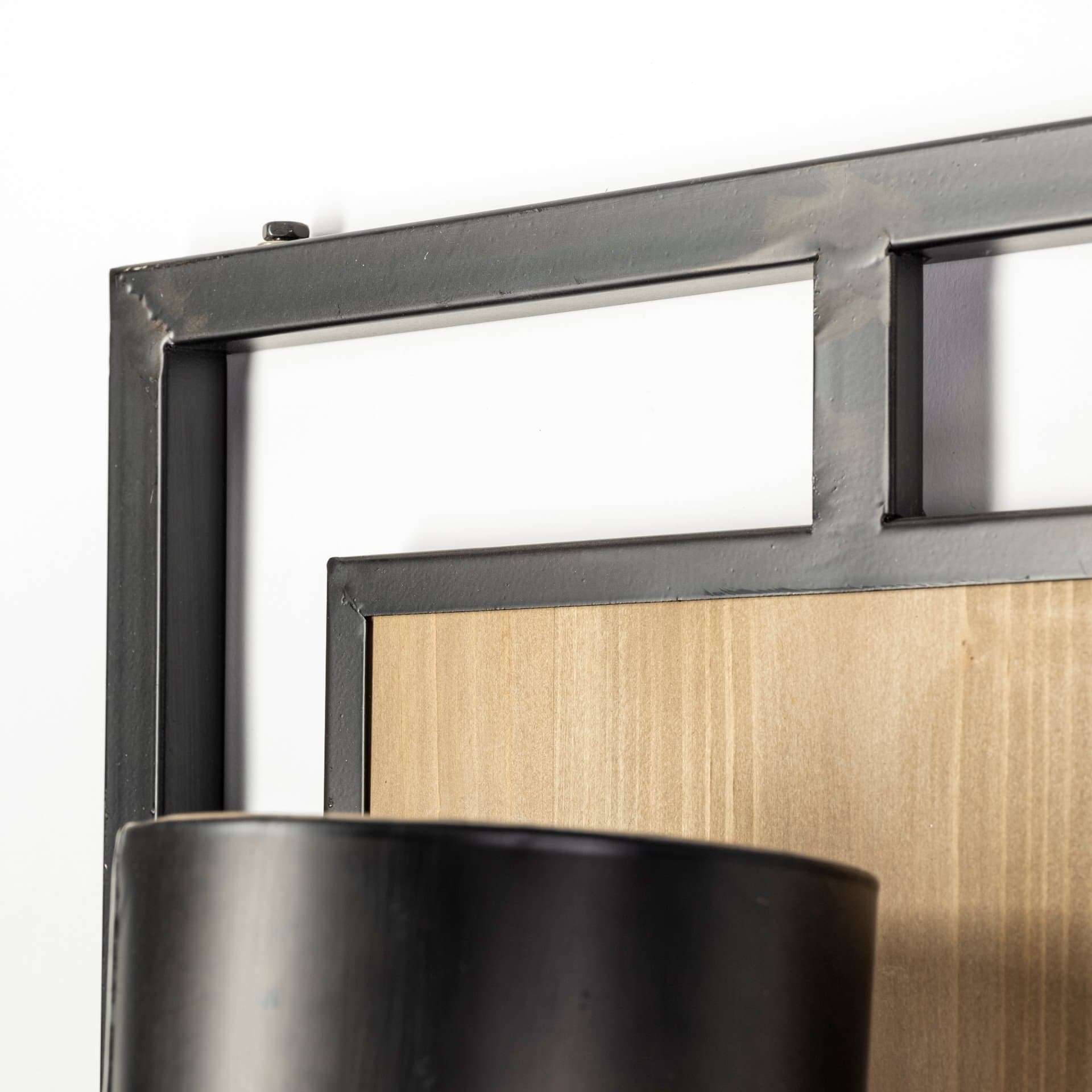 Cleo 16.9x57.1 Black Metal and Wood Rectangular Wall Sconce — product photograph