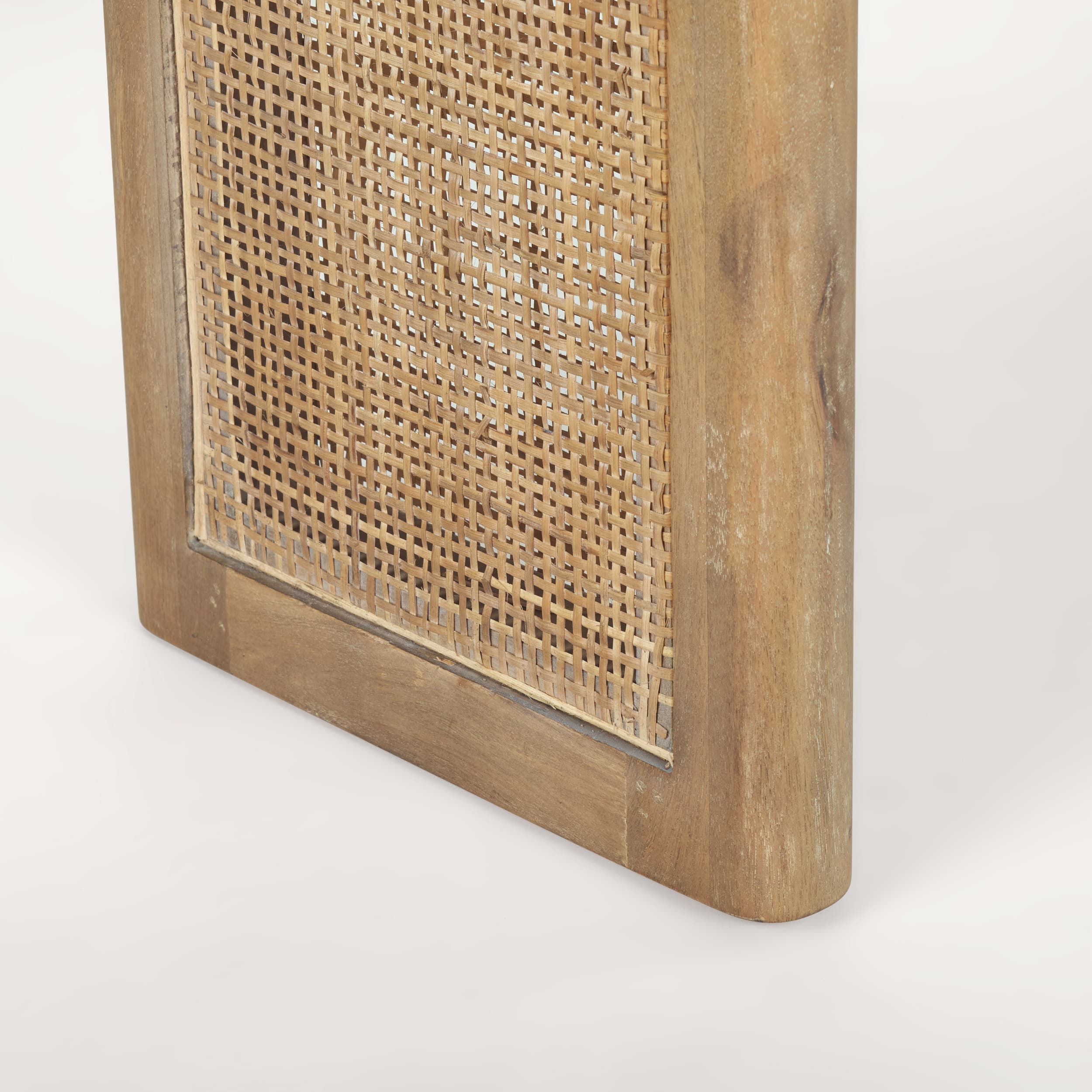Grier 65" Light Brown Solid Wood w/ Cane Console Table — product photograph