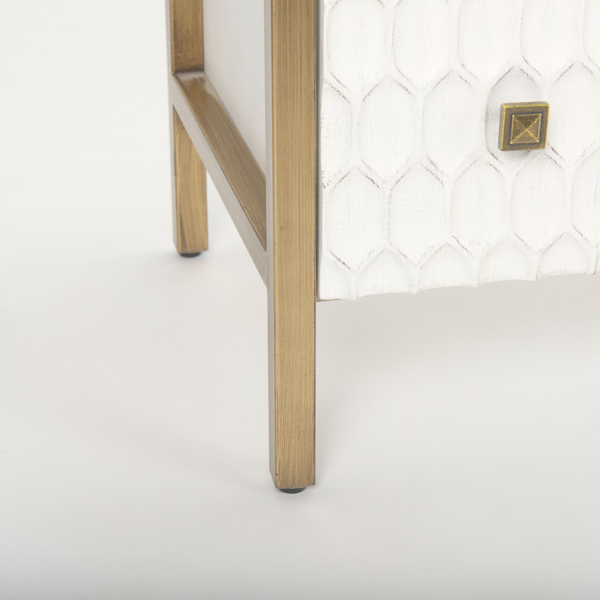 Savannah White Fir Veneer w/ Gold Metal Accents 6-Drawer Sideboard — product photograph
