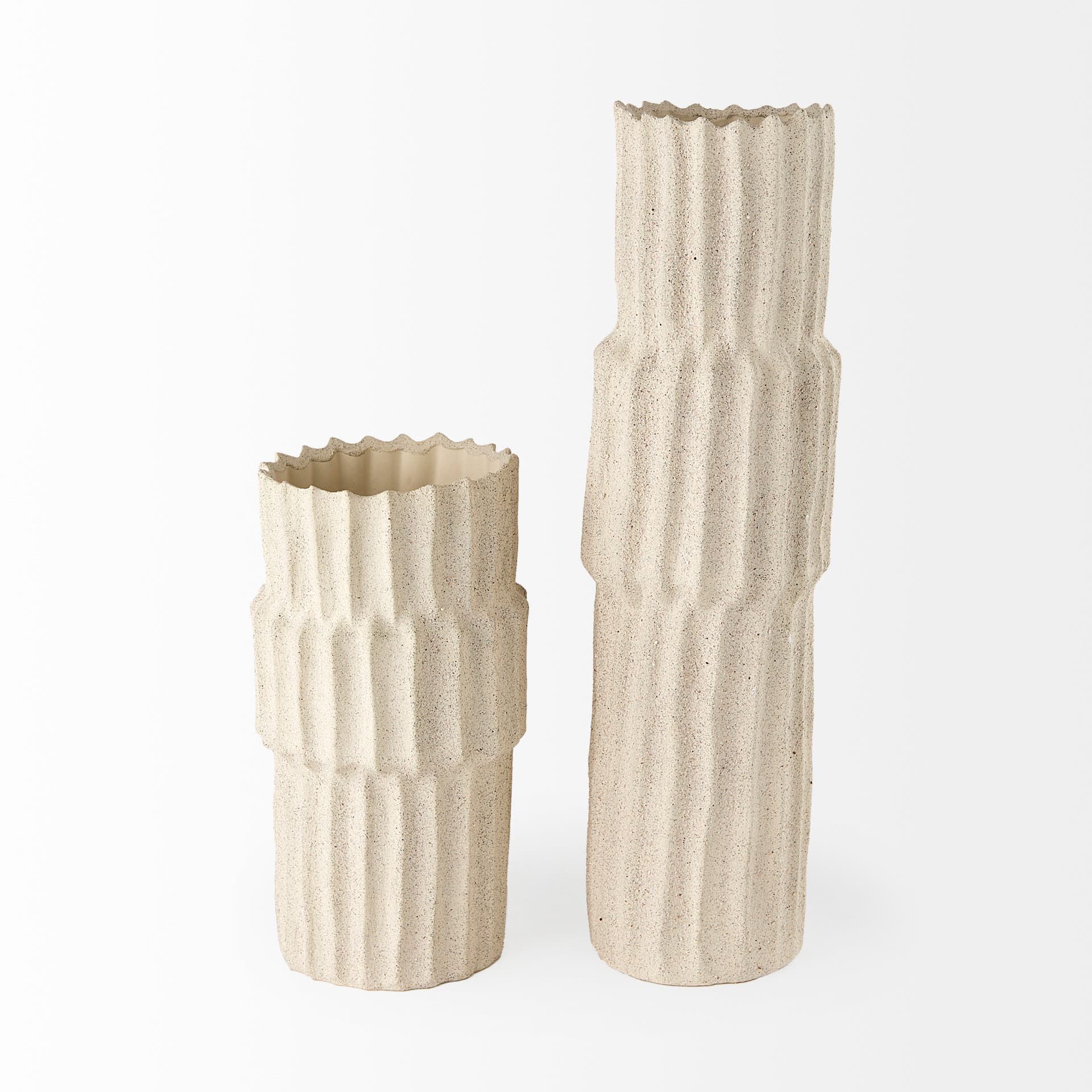 Cardon 14.4H Cream Ceramic Vase — product photograph