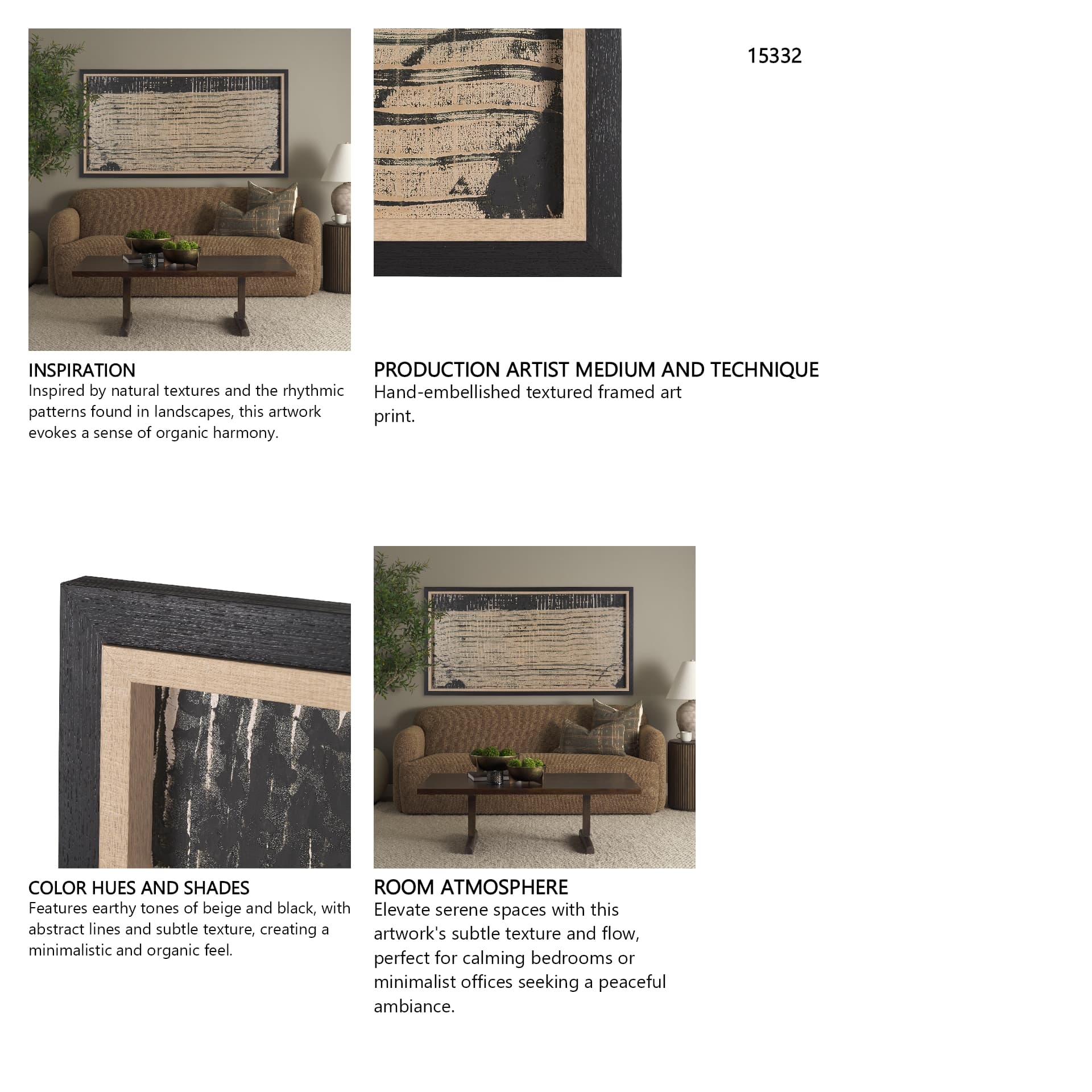 Vertical Horizons by Mercana Studio a Hand Embellished Textured Framed Art Print — in a styled room