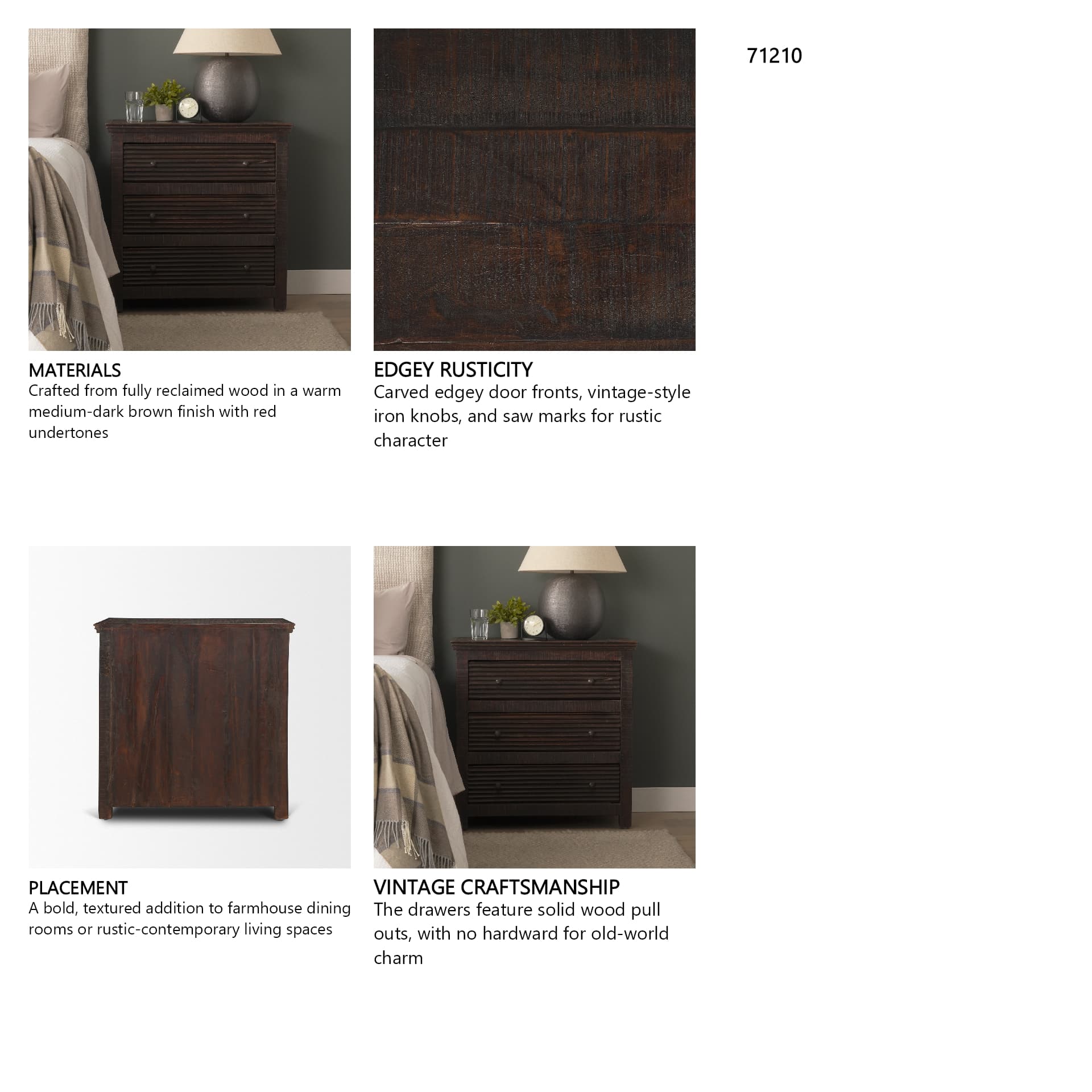 Rhett Reclaimed Wood 3 Drawer Cabinet — in a styled room