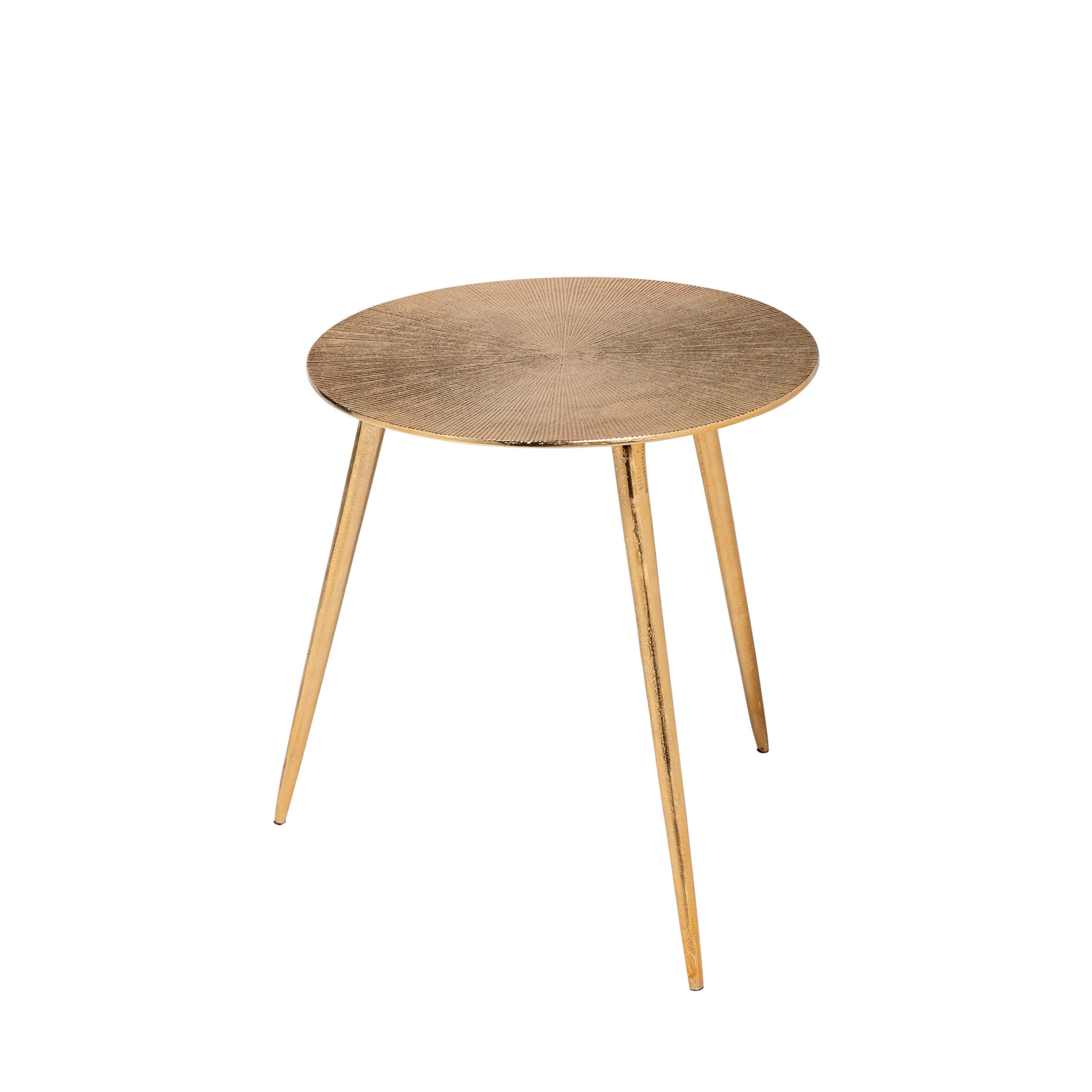 Reva III (Small) 16L x 16W Gold Round Top Cast Aluminum Accent Table — product photograph