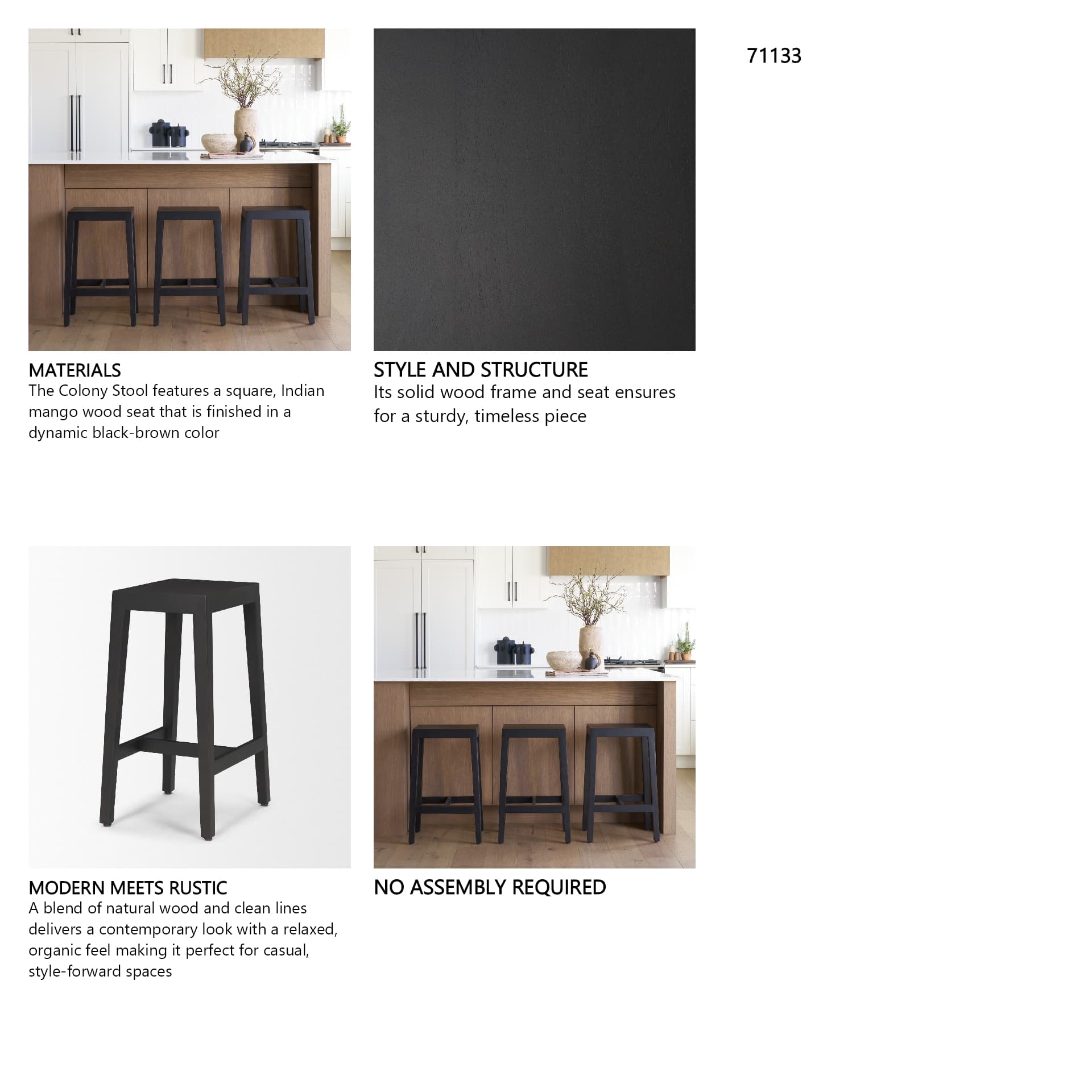 Colony Backless 25in Seat Counter Stool | Black Brown — product photograph