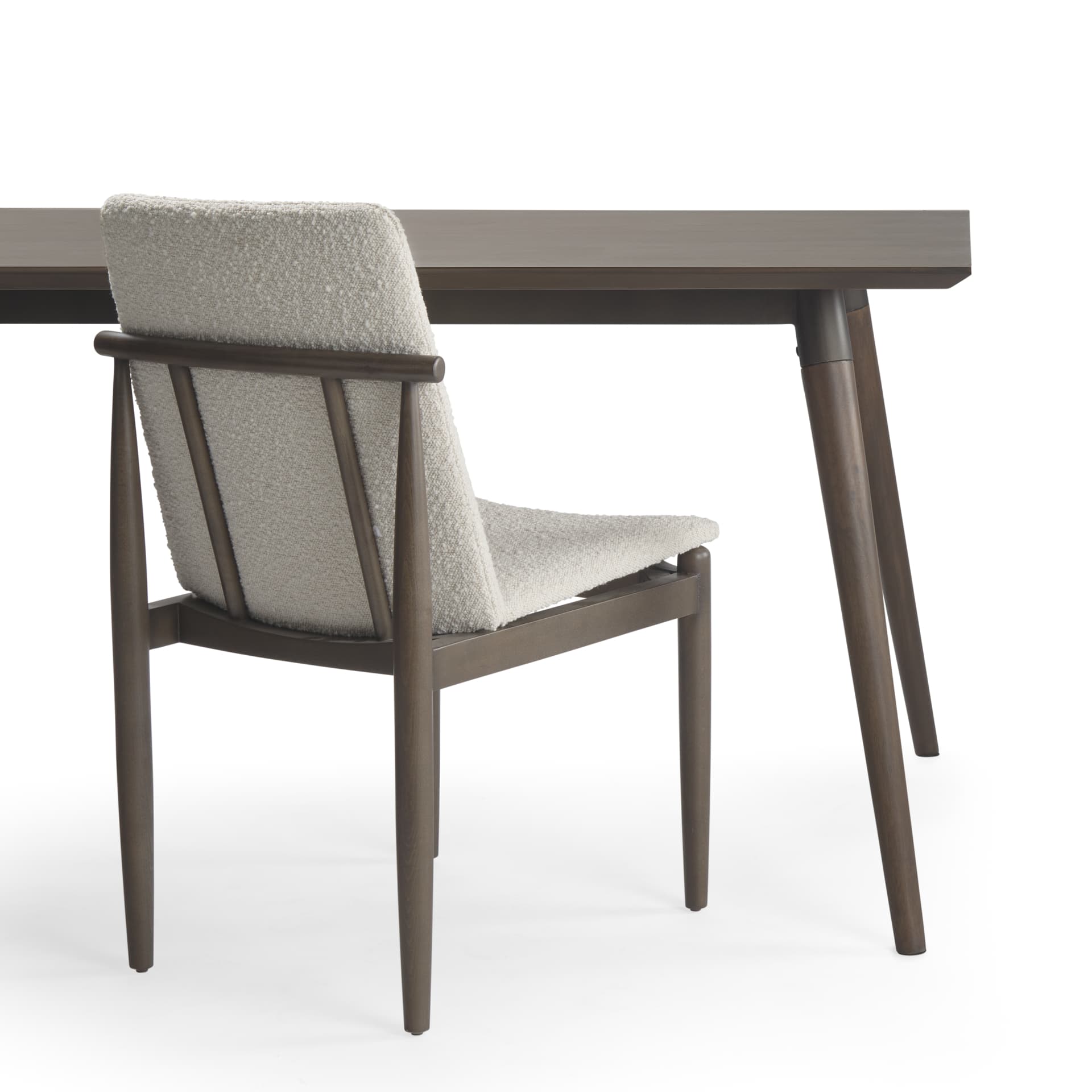 Cavett Curved Back Dining Side Chair | Cream Boucle w/ Dark Wood — product photograph