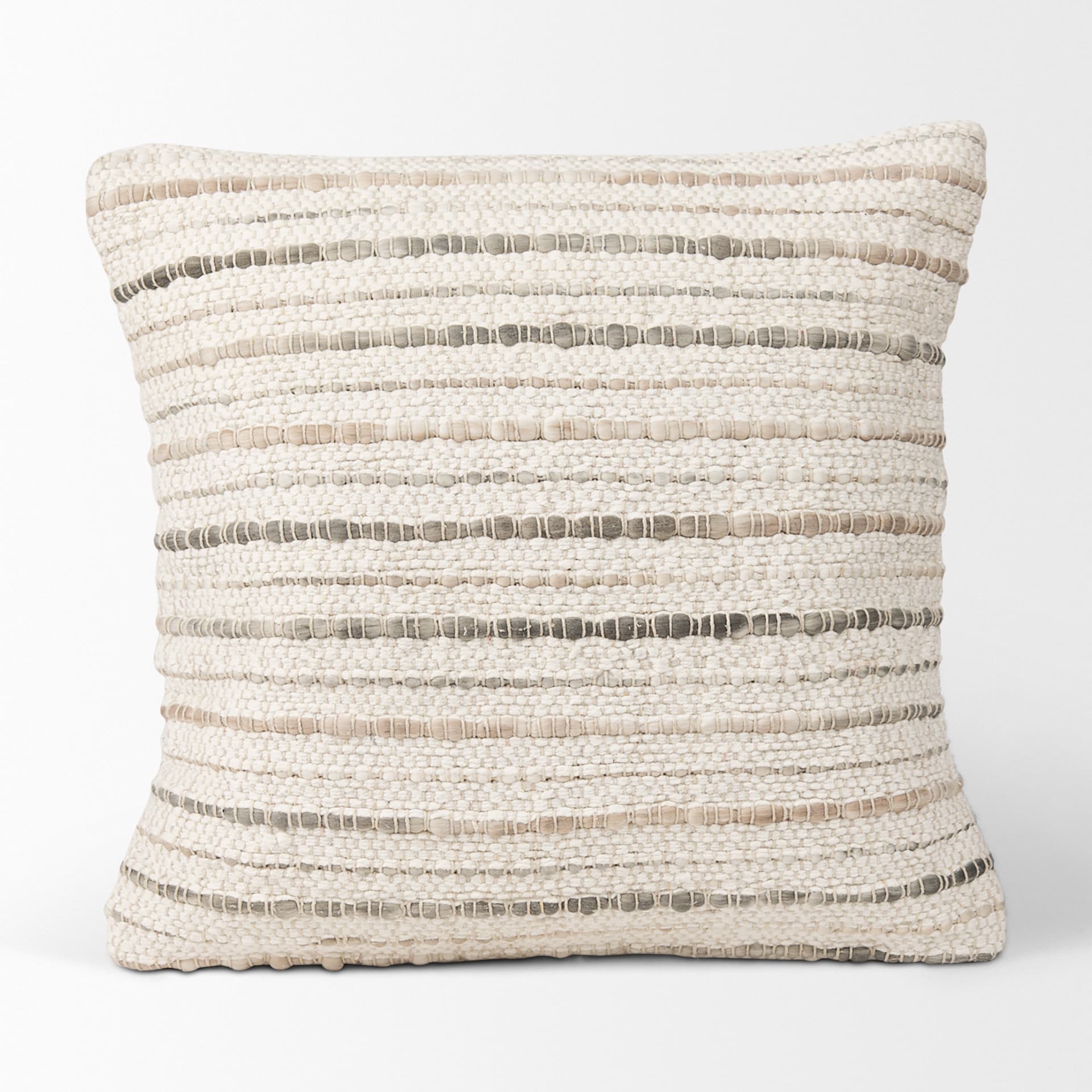 Kodi 20x20 Cream with Stripes Square Pillow Cover w/Non-Allergen Filler — product photograph