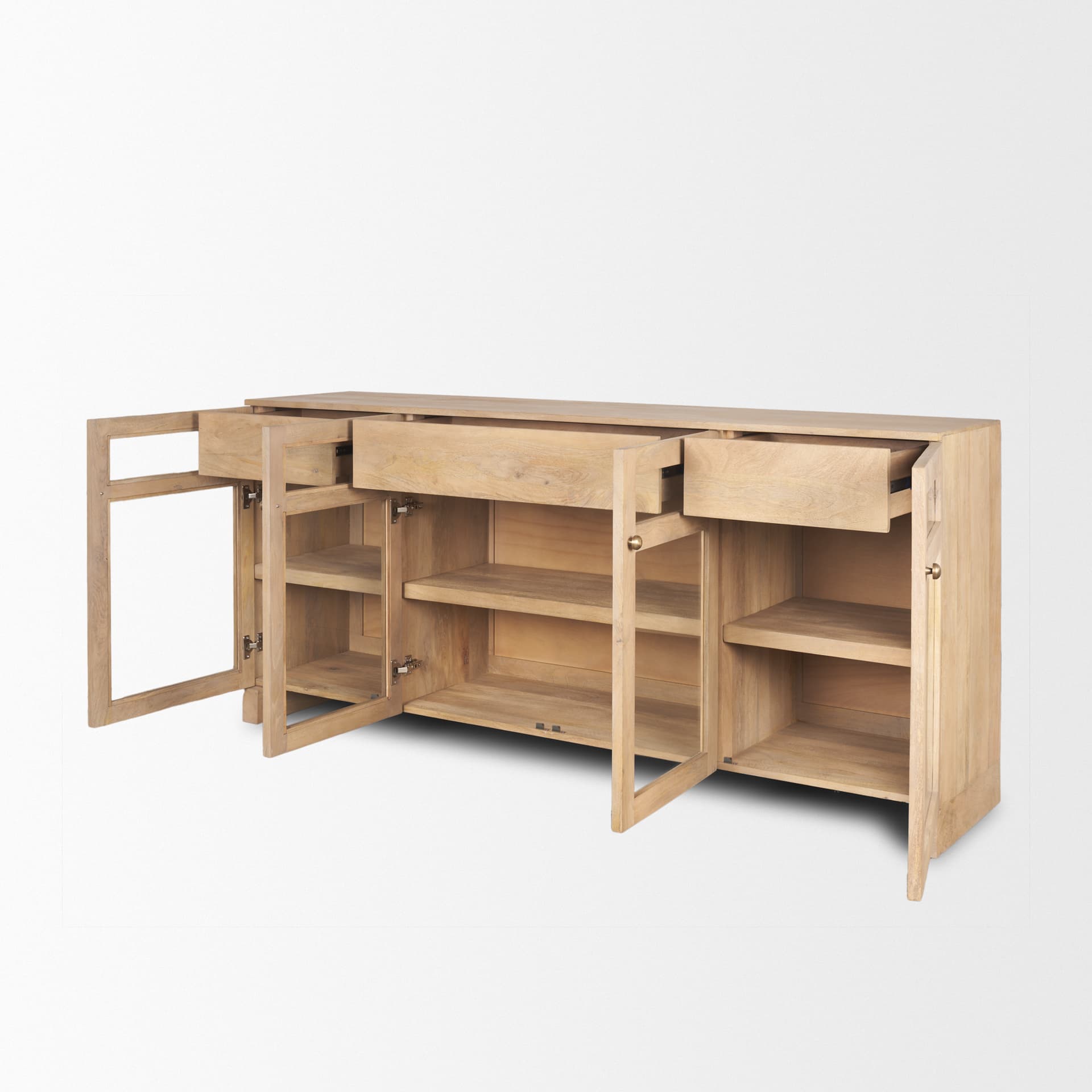 Suri Light Brown Wood w/ Glass Doors Sideboard — product photograph
