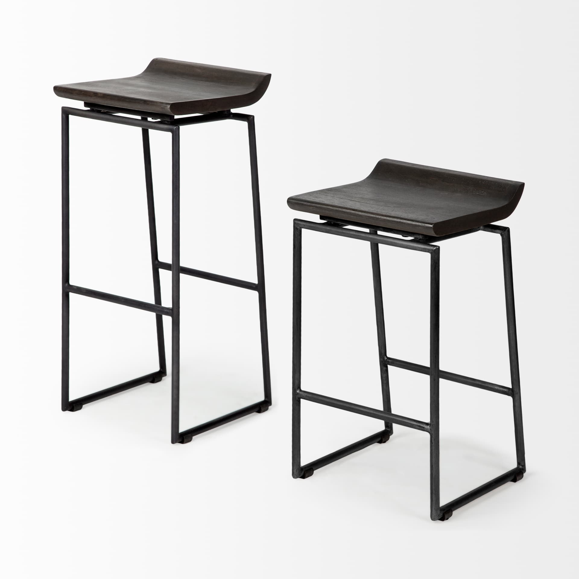 Givens Low Back 32in Seat Bar Stool | Black Wood w/ Black Metal — product photograph