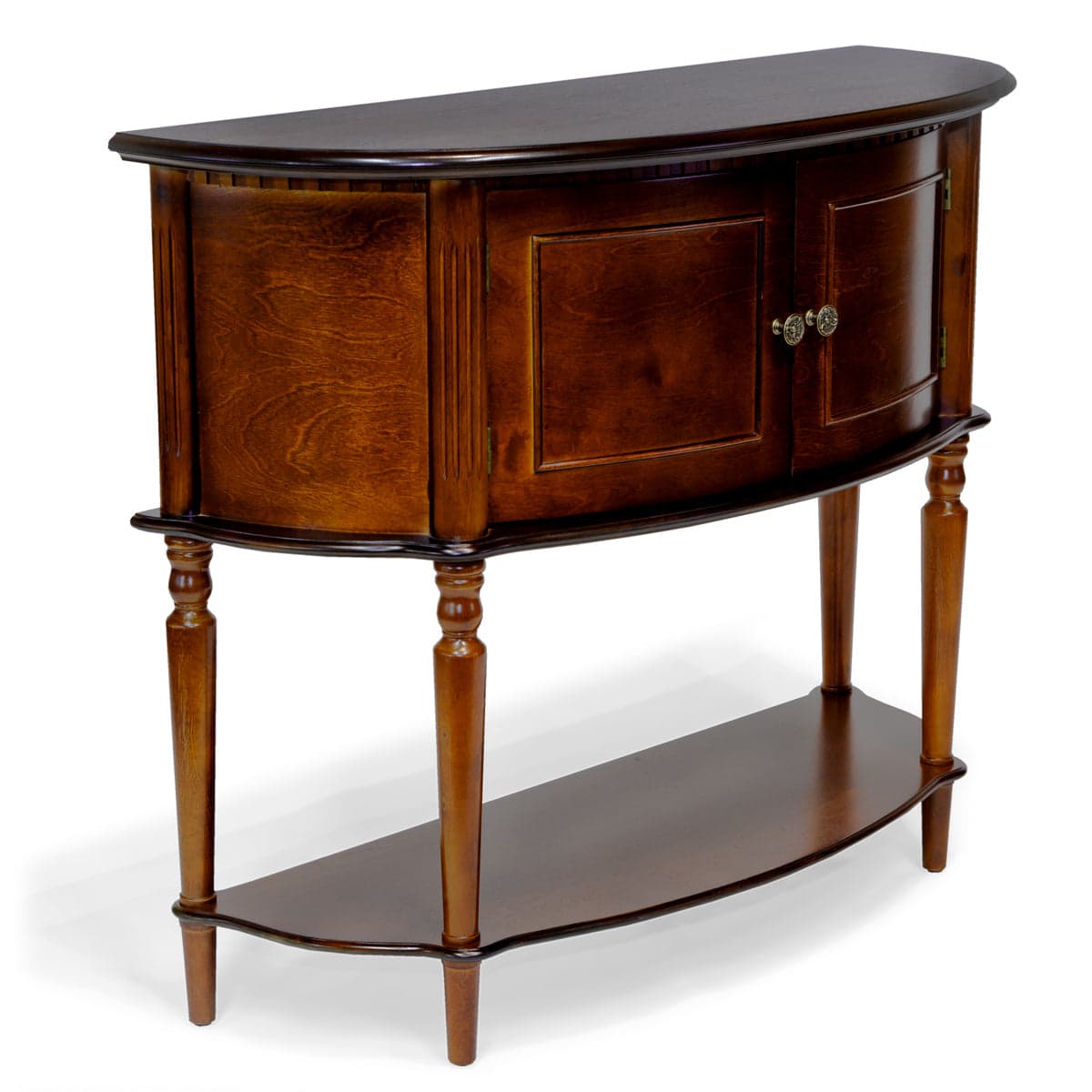 Entryway Console Table with 2 Doors Cabinet Storage Cherry Finish — product photograph