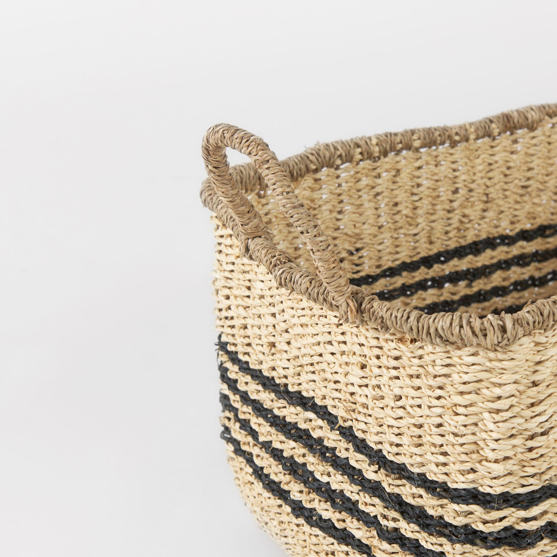 Emma (Set of 2) Light Brown Seagrass Rectangular Basket W/ Black Stripes — product photograph