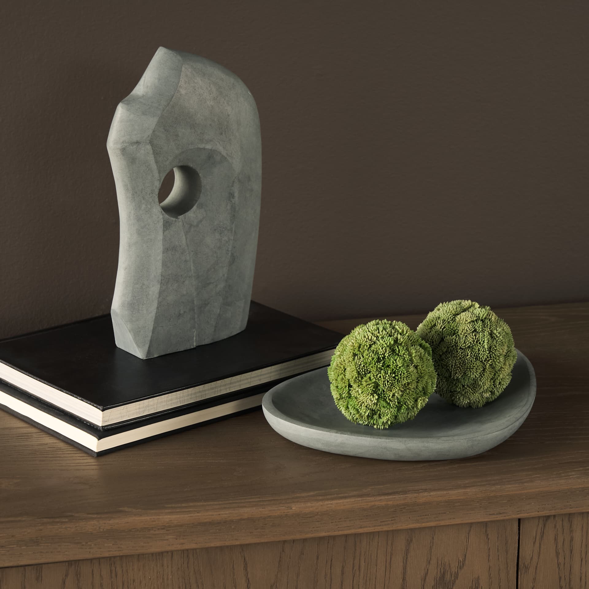 Tria Rounded Triangular Grey Marble Decorative Tray — product photograph