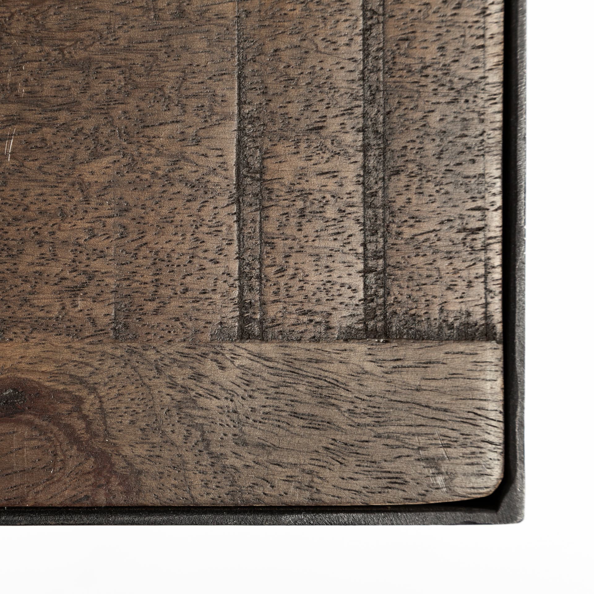 Trestman II 24" x 22.5" Square Top Medium Brown Wood and Iron Cross Braced End/Side Table — product photograph