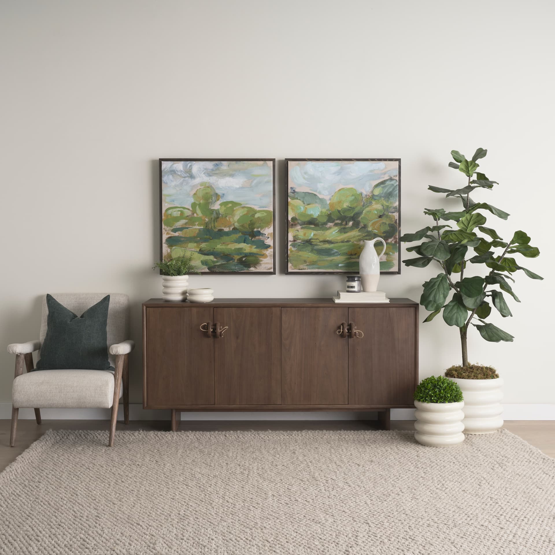 Twyla Short Cream Glazed Ring Pot — in a styled room