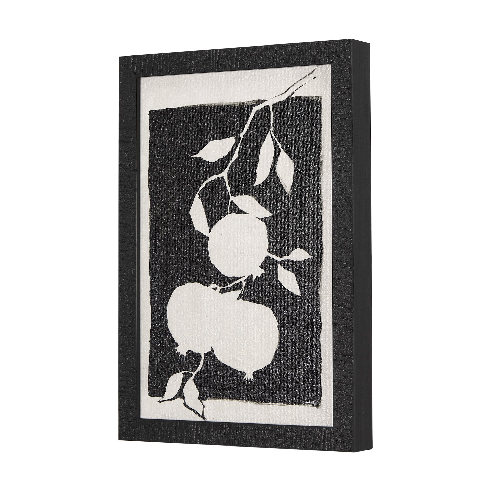 Pomegranate Branch Silhouette by Mercana Studio a Hand Embellished Textured Framed Art Print — product photograph