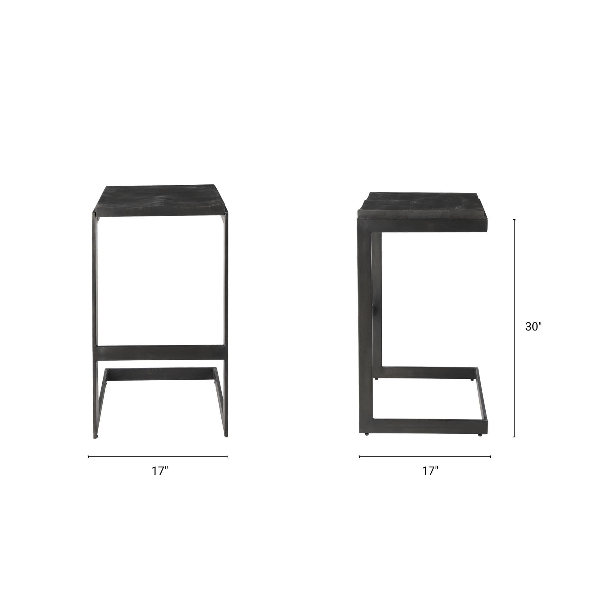 Kiran Backless 30in Seat Bar Stool | Black Wood w/ Black Metal — product photograph