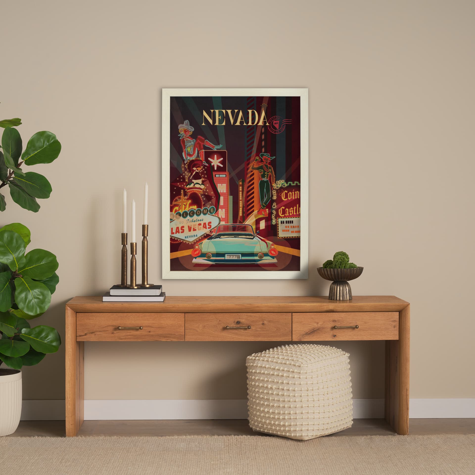 Nevada Go USA (L) by Mercana Studio a Hand Embelished Decograph Framed Art Print — in a styled room
