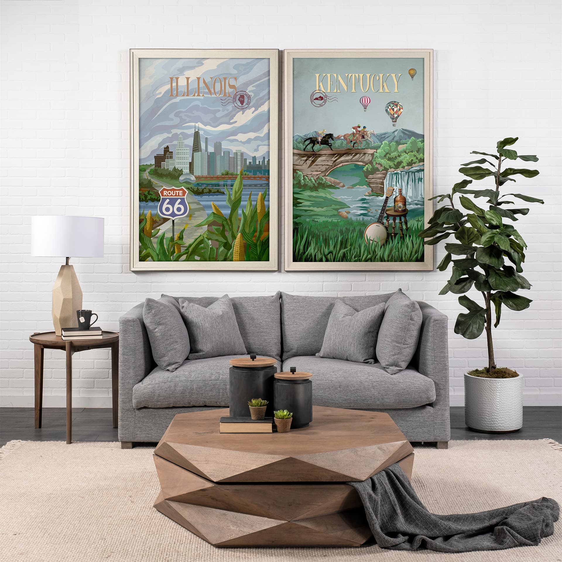Illinois Go USA (XL) by Mercana Studio a Hand Embellished Decograph Framed Art Print under Glass — product photograph