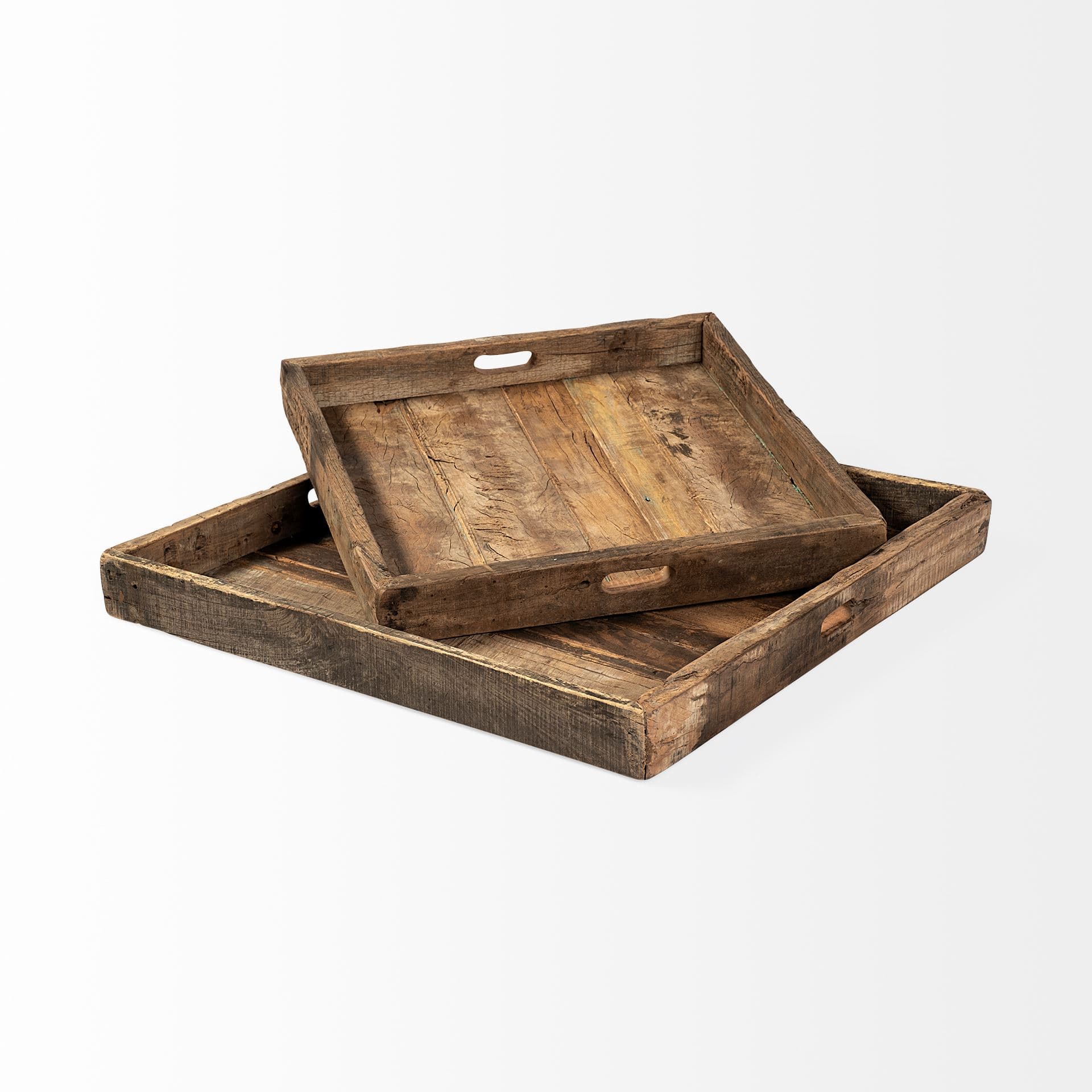 Carson (Large) 30L x 30W Brown Reclaimed Wood Tray — product photograph