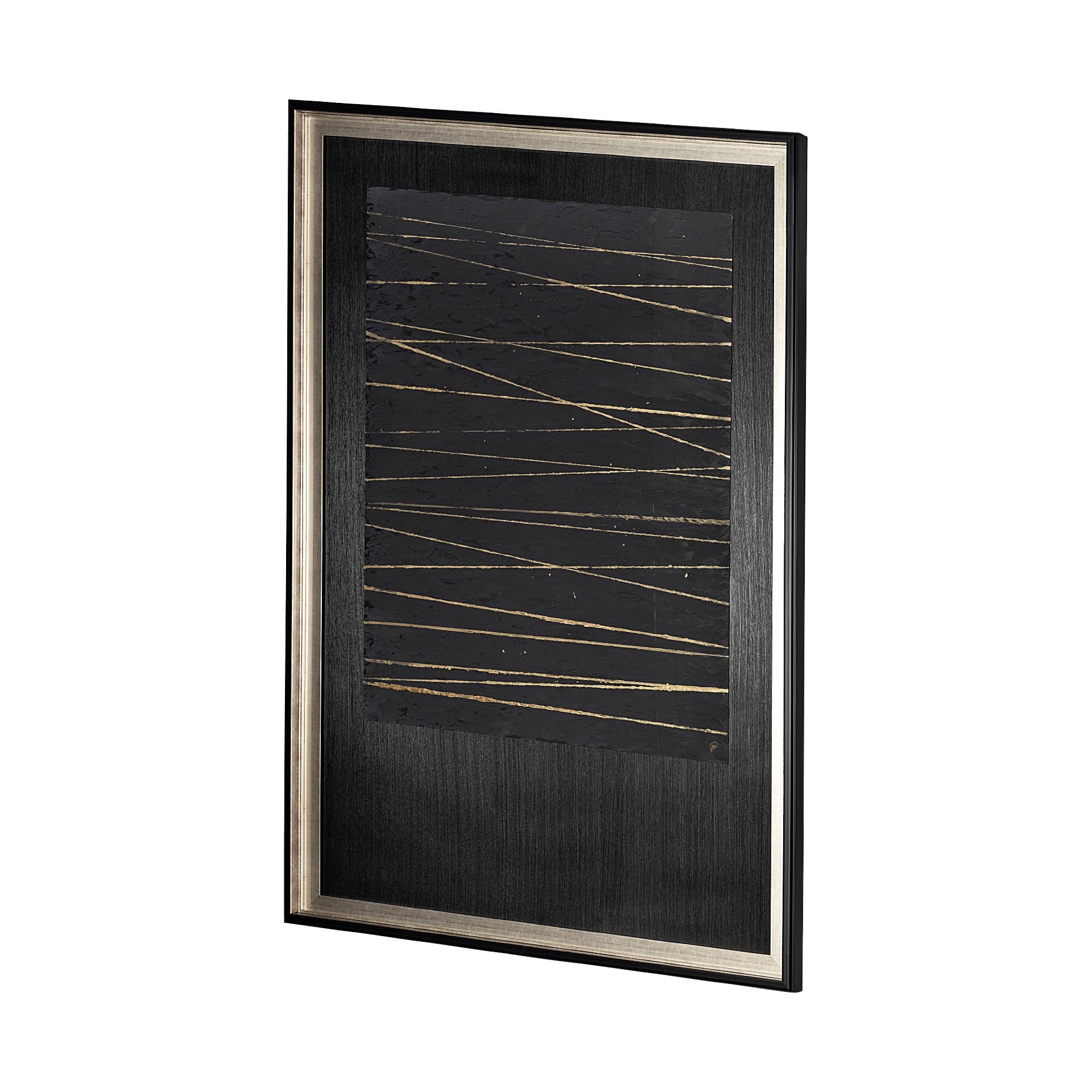 OM-Gold Lines by Studio M a handmade Original Framed Artwork under Glass — product photograph