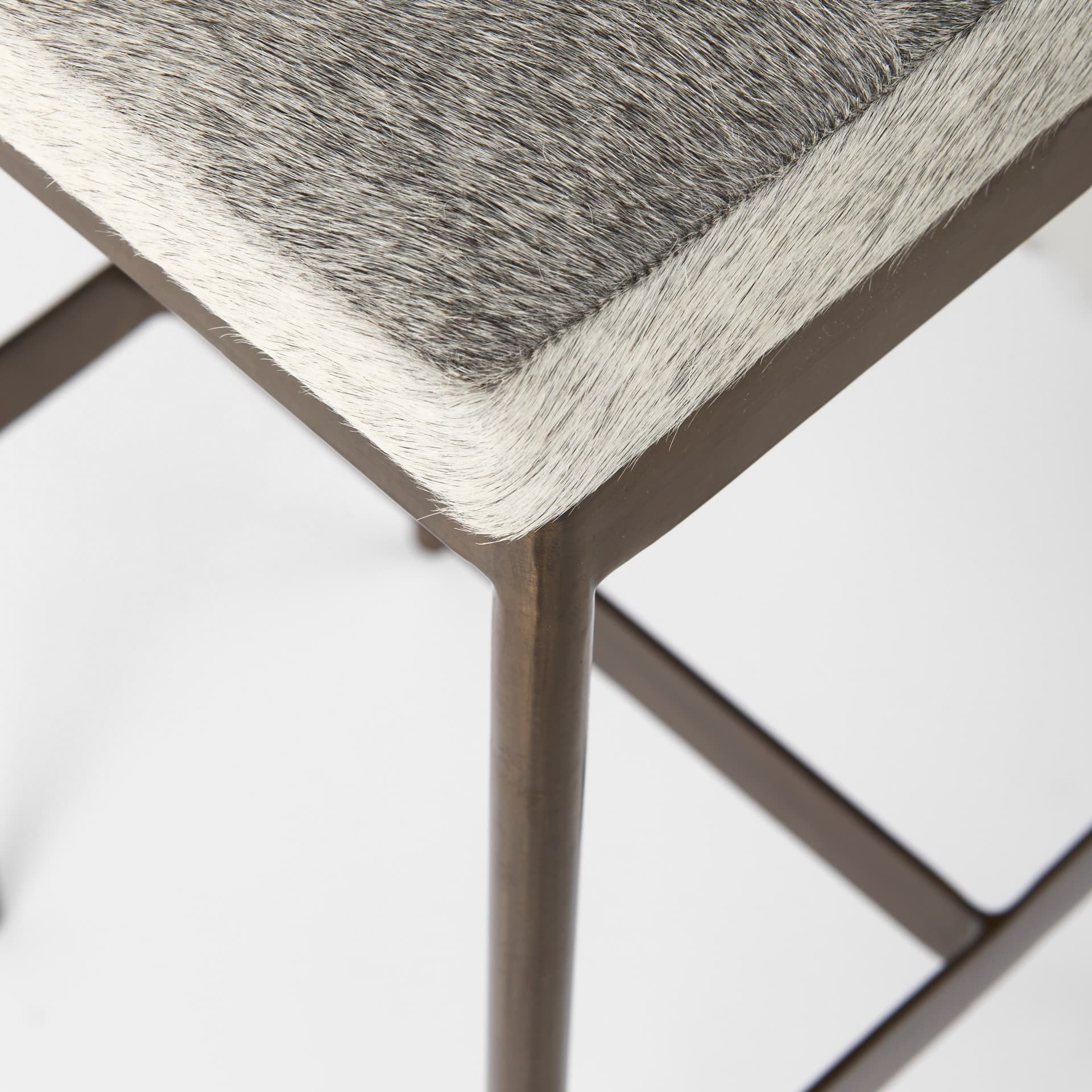 Millie Backless 30in Seat Bar Stool | Gray Hair-On-Hide w/ Gold Metal — product photograph