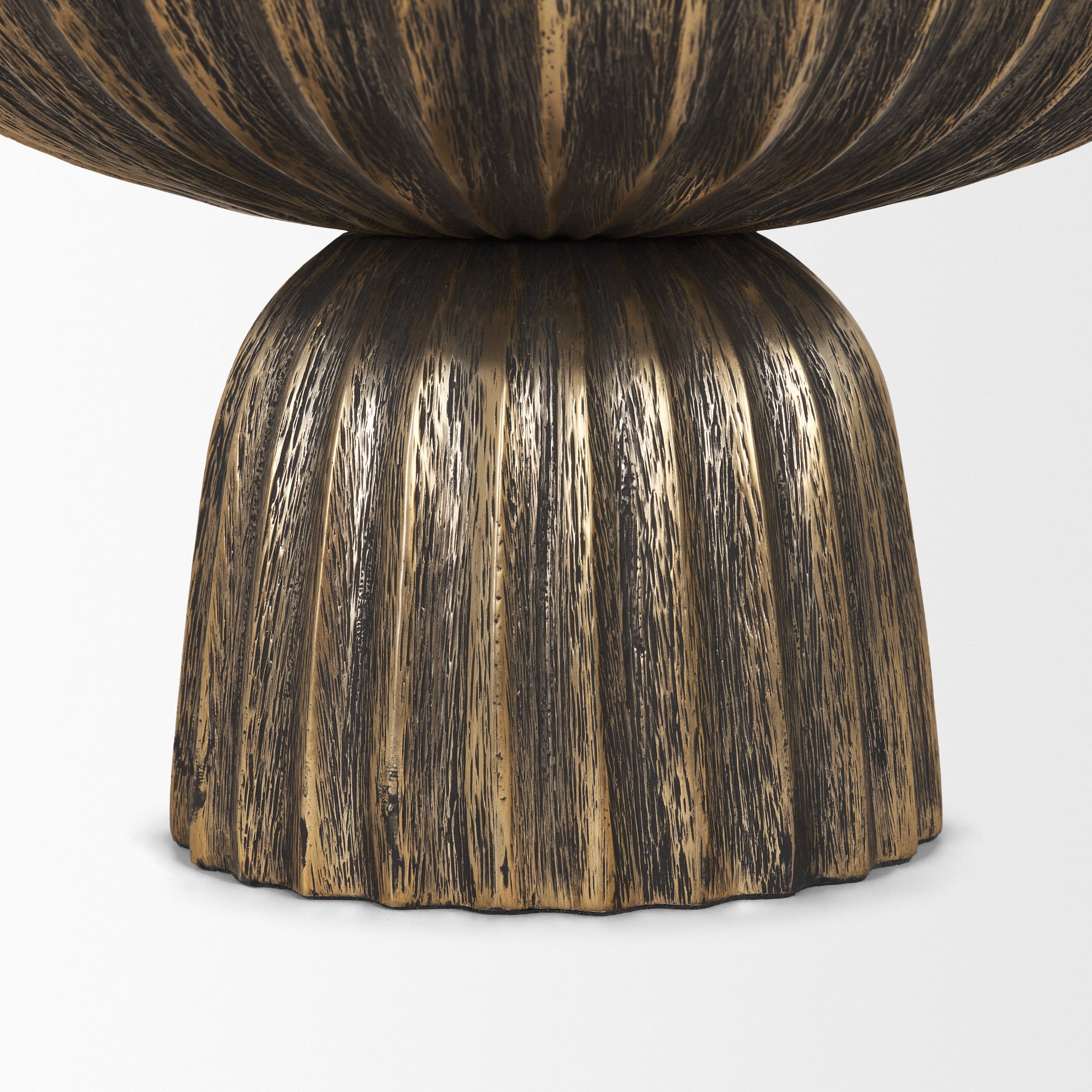 Ciaran Fluted Textured Antiqued Gold Metal Decorative Bowl — product photograph