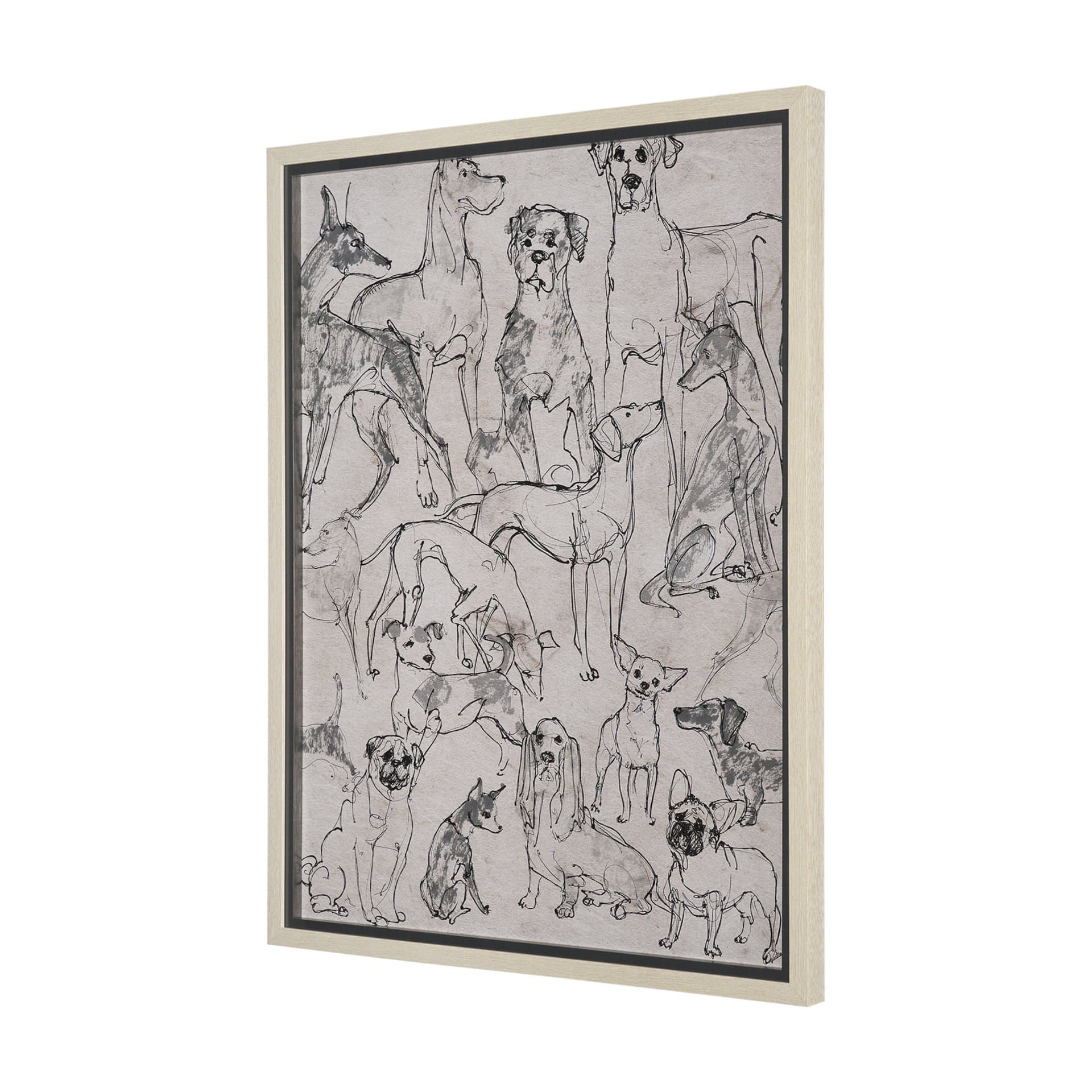Dog Sketches II by Mercana Studio Hand Embelished Framed Artwork Matted under Glass — product photograph