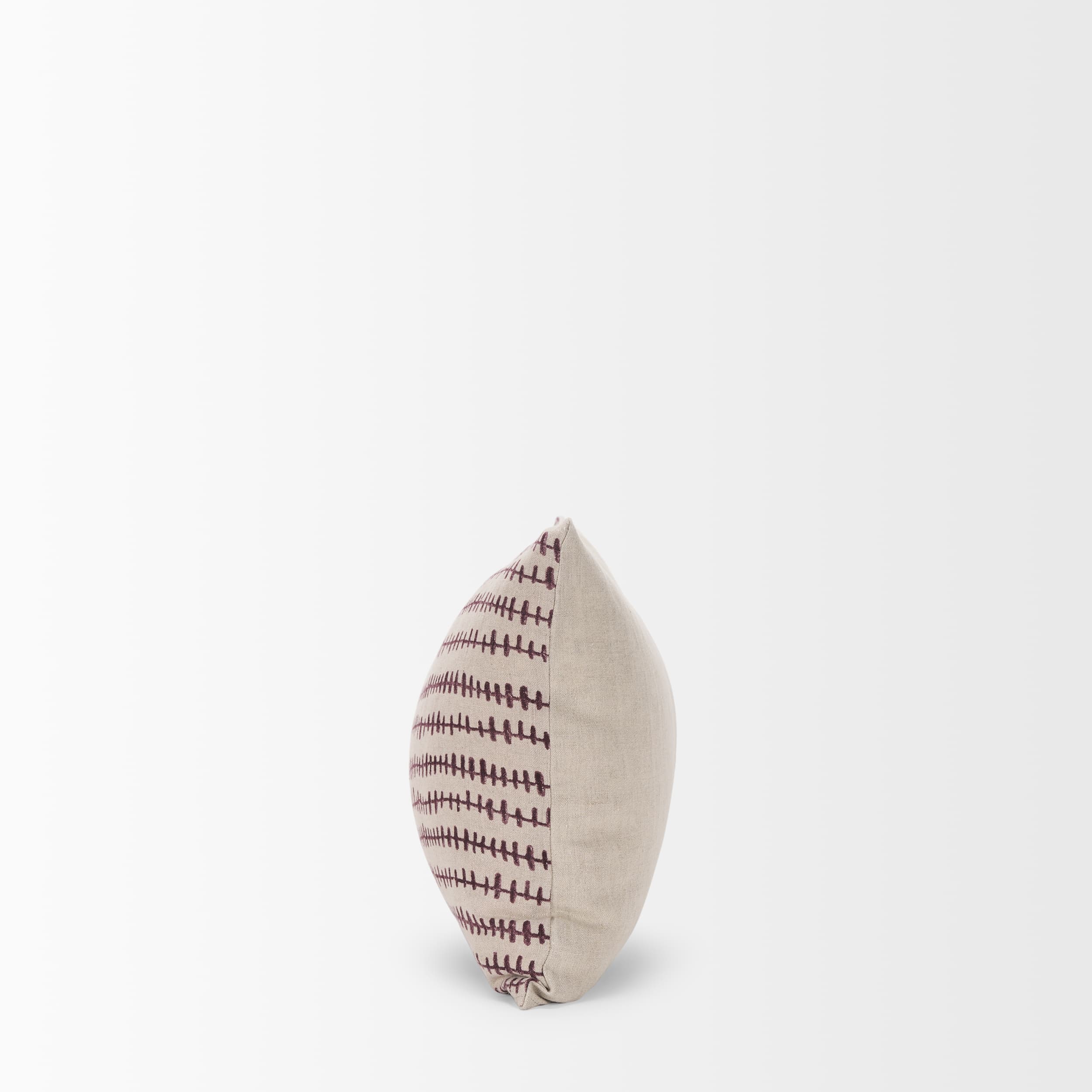 Jenna 14x26 Beige w/Merlot Print Linen Lumbar Decorative Pillow Cover — product photograph