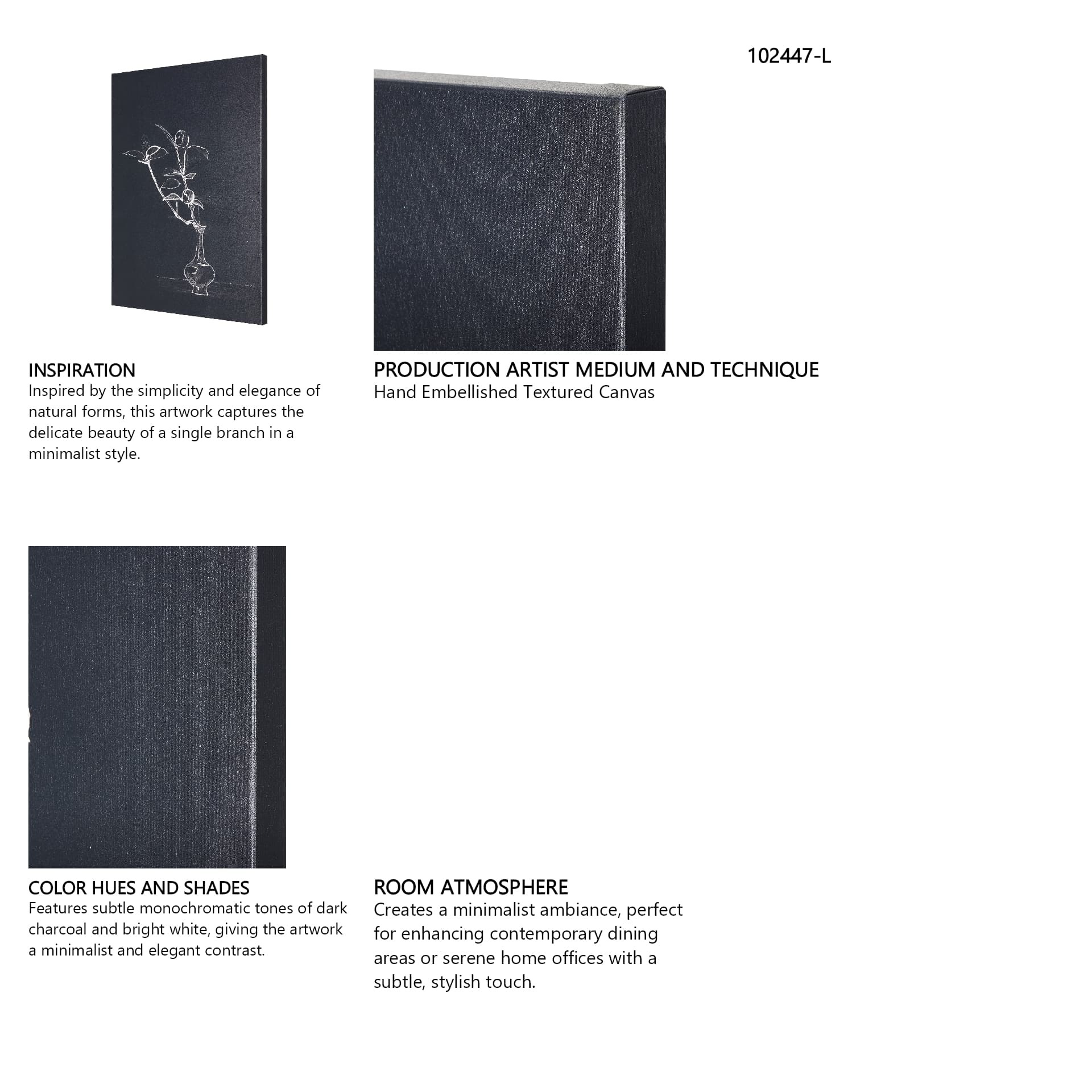 Ikebana Dark I by Mercana Studio a Hand Embellished Textured Canvas — in a styled room