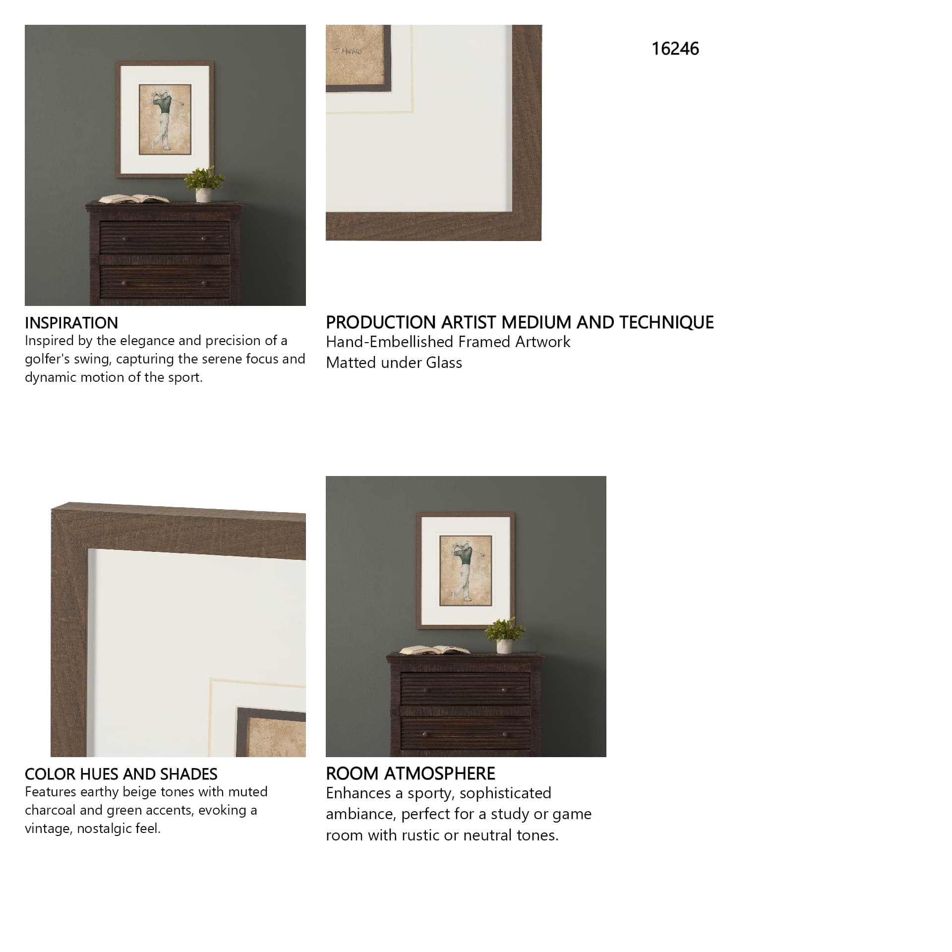 Golf Swing I by Mercana Studio Hand-Embellished Framed Artwork Matted under Glass — in a styled room