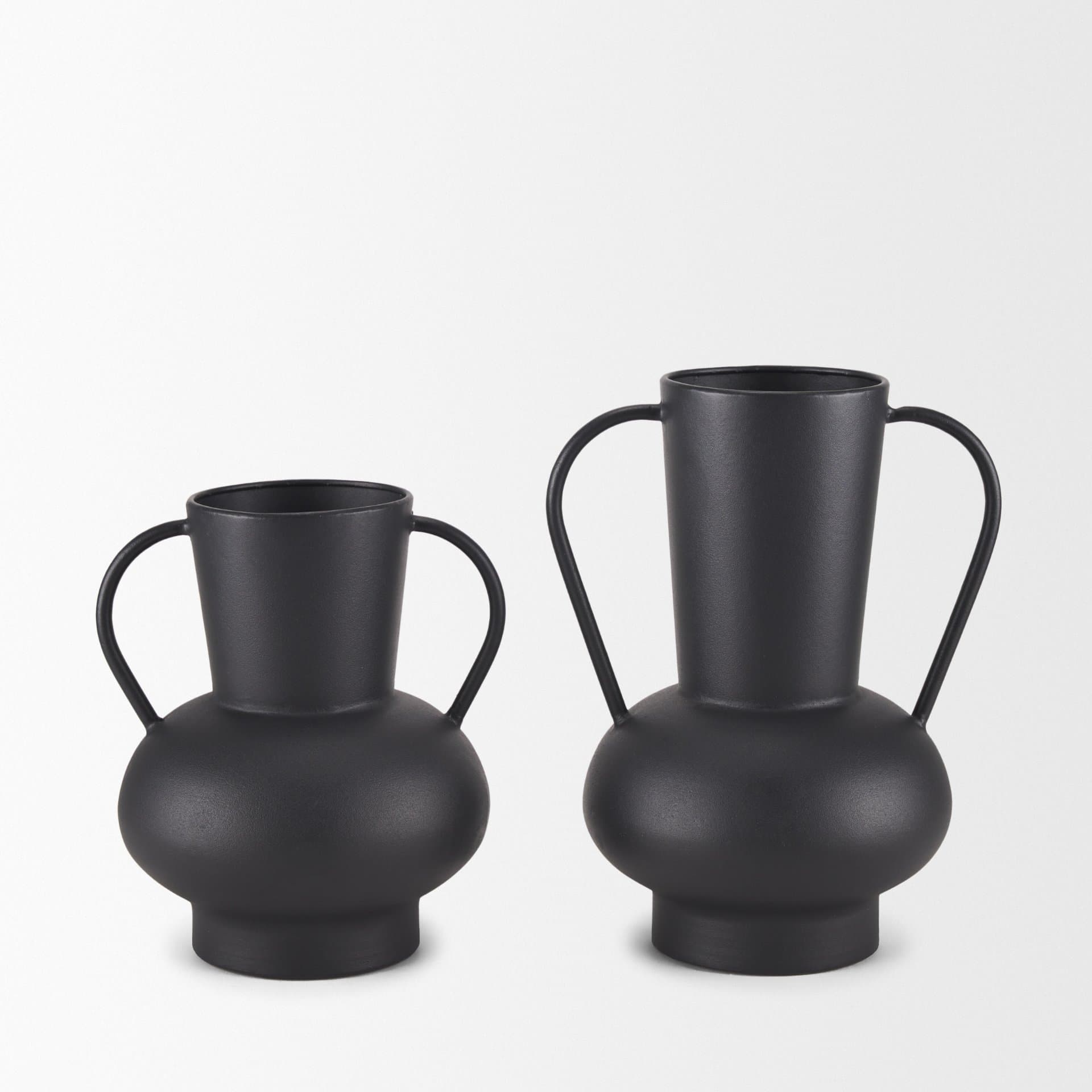 Tasya Large Matte Black w/ Handles Metal Vase — product photograph