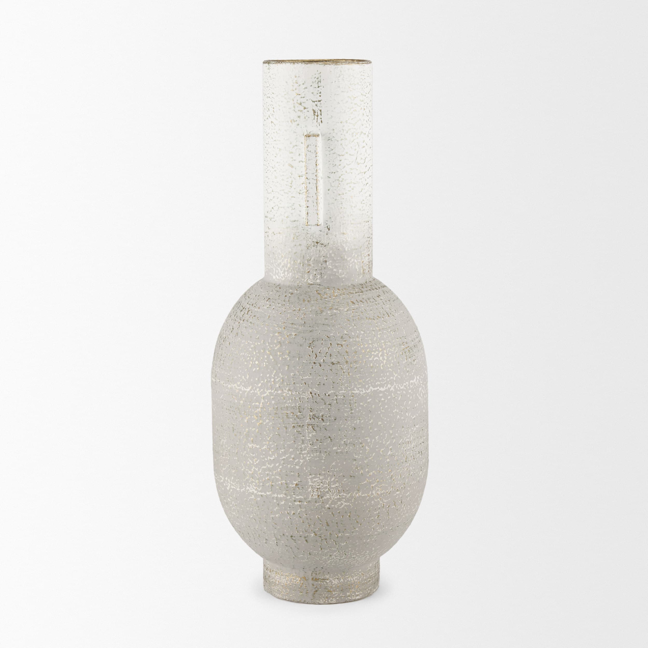 Torres Tall Textured Off White w/ Gold Metal Vase — product photograph