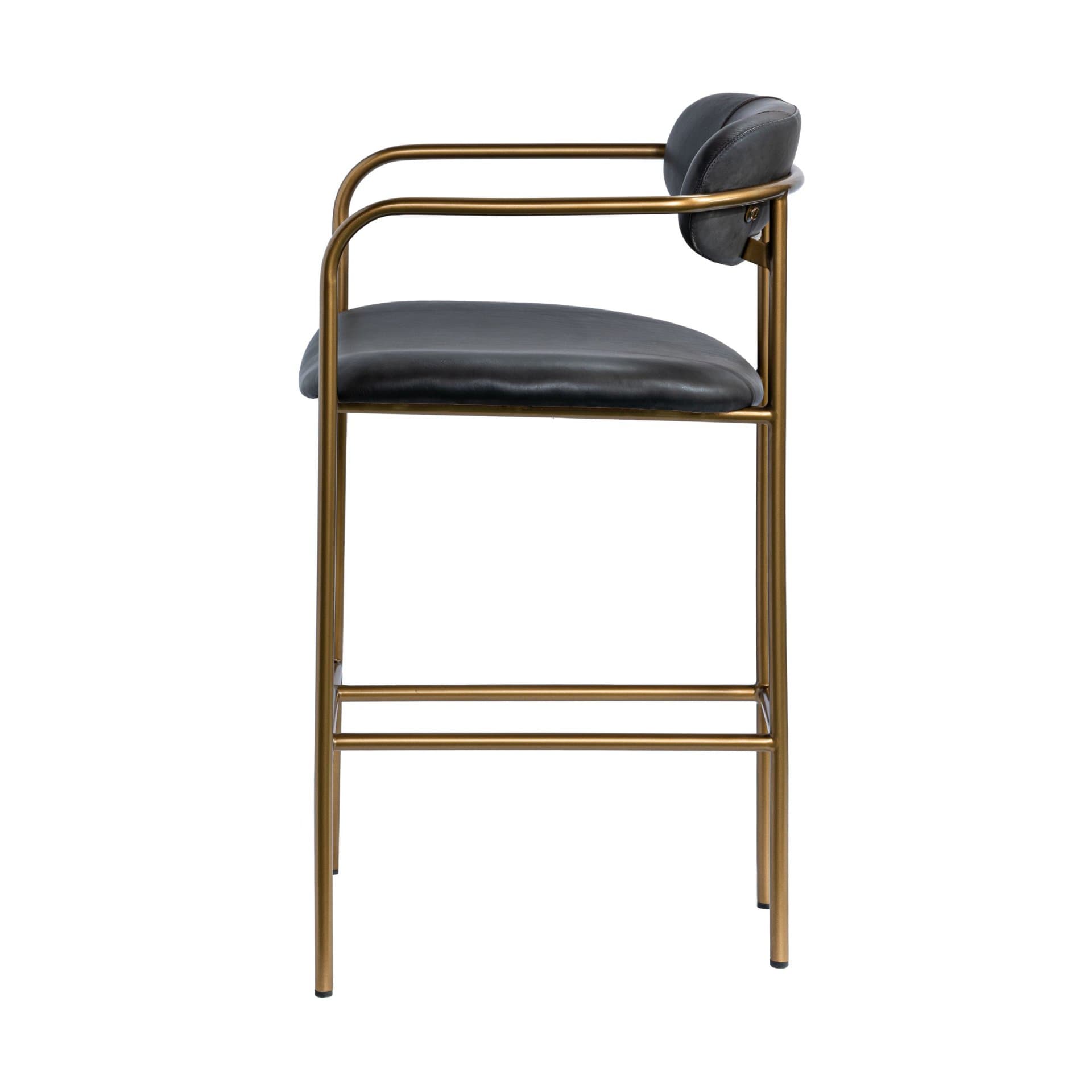 Parker Backless 36.5in Seat Counter Stool | Black Leather w/ Metal — product photograph