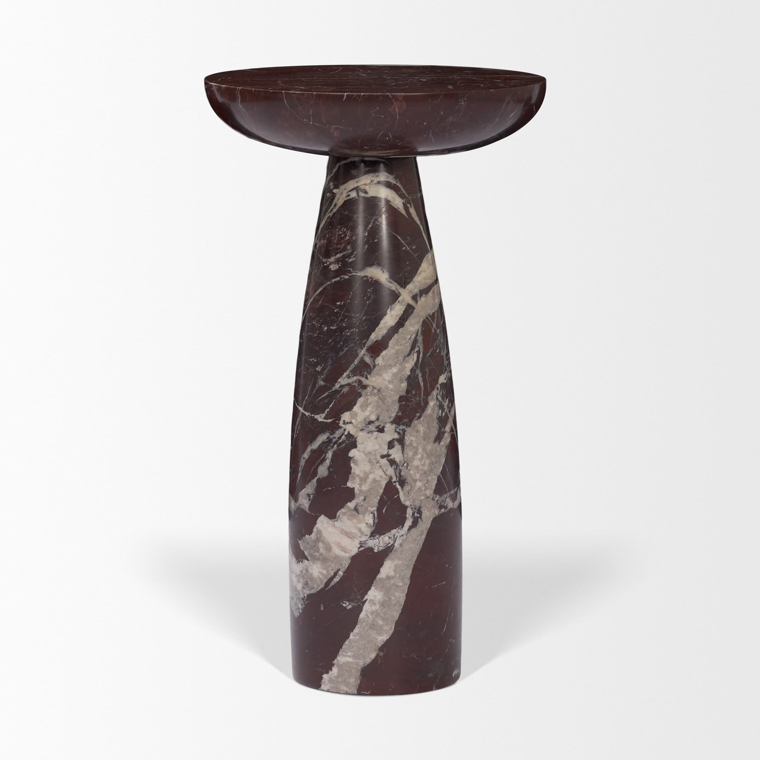 Bellancia Rosso Red Levanto Marble Pedastal Side Table — product photograph