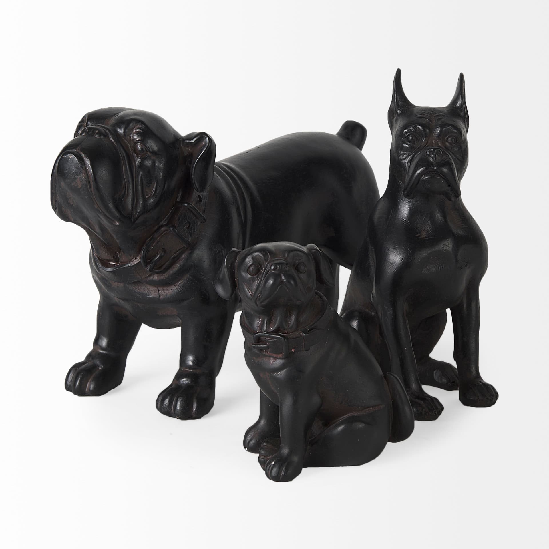 Cadence 4L x 5W Black Resin Pug Dog — product photograph