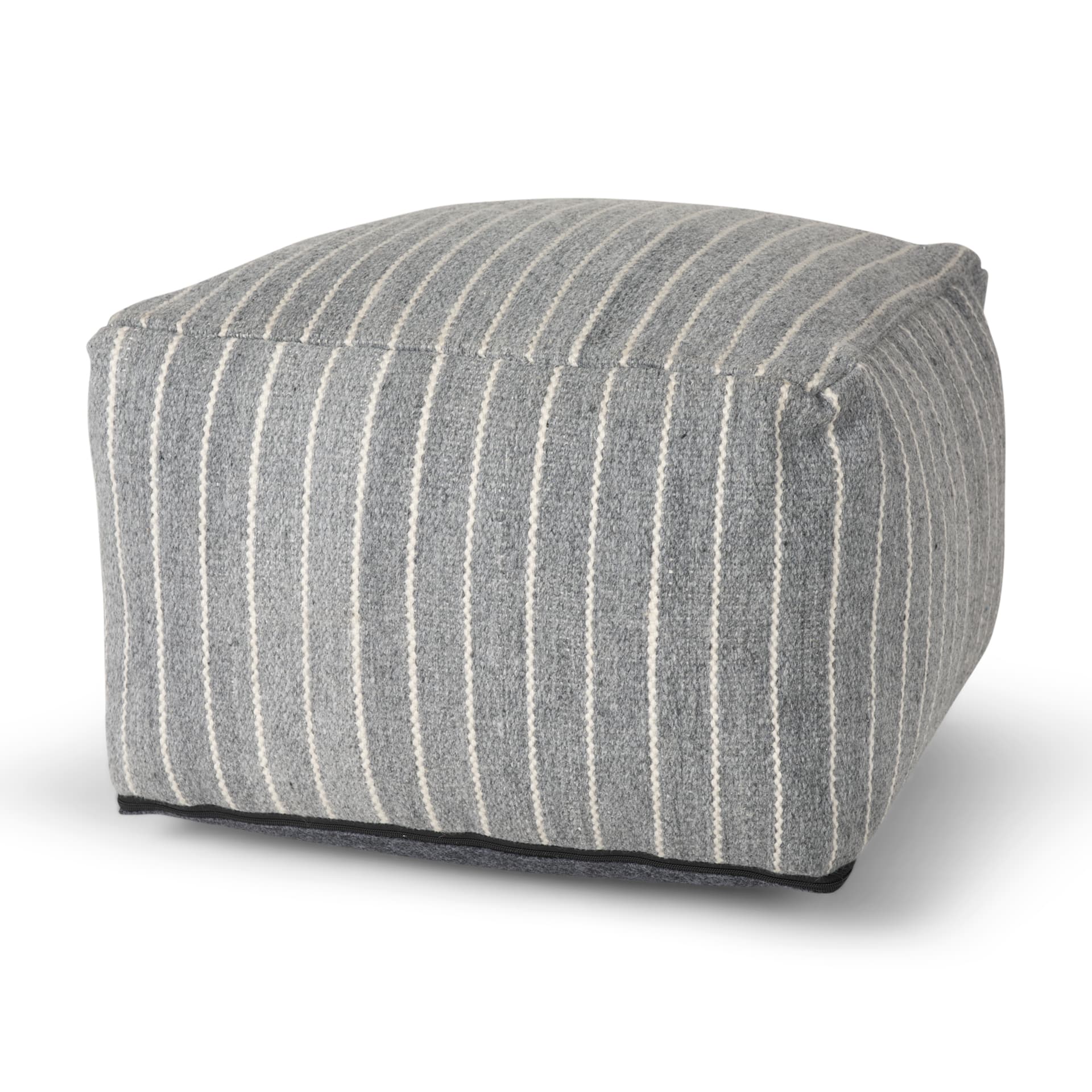 Kensie Large Blue Striped Pouf — product photograph