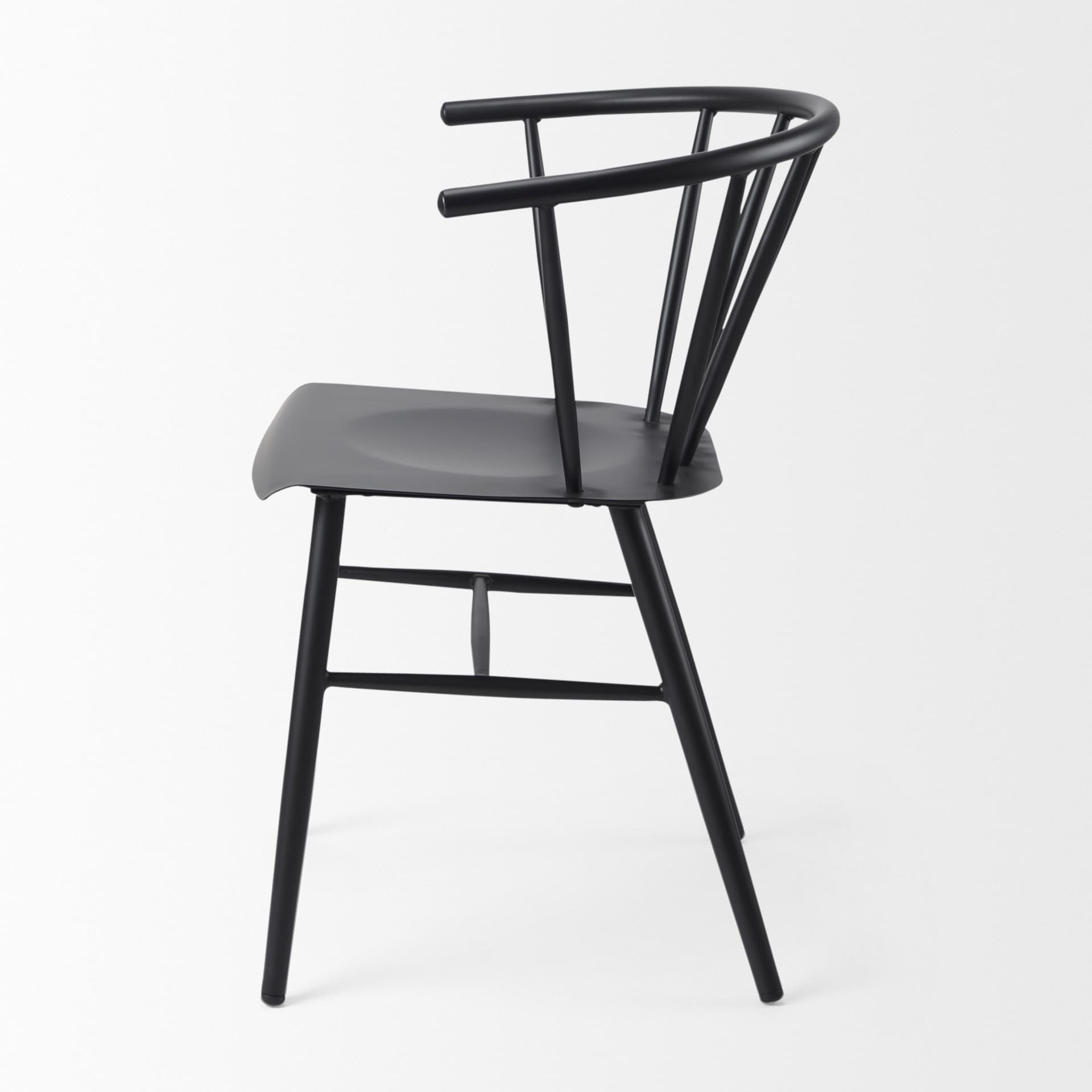 Colin Curved Back Dining Side Chair | Black Metal — product photograph