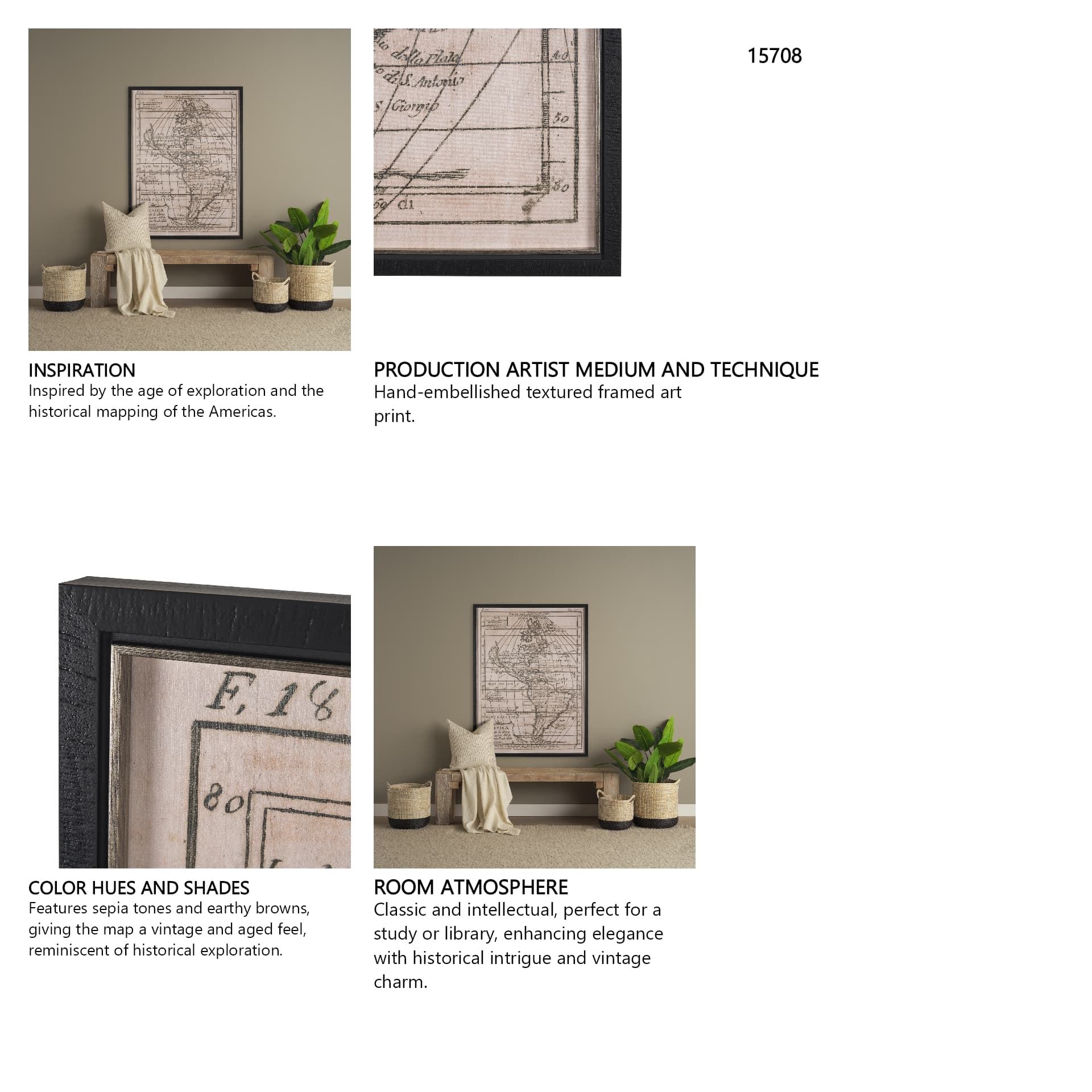 Vintage America by Wild Apple Portfolio a Hand Embellished Framed Art Print — in a styled room