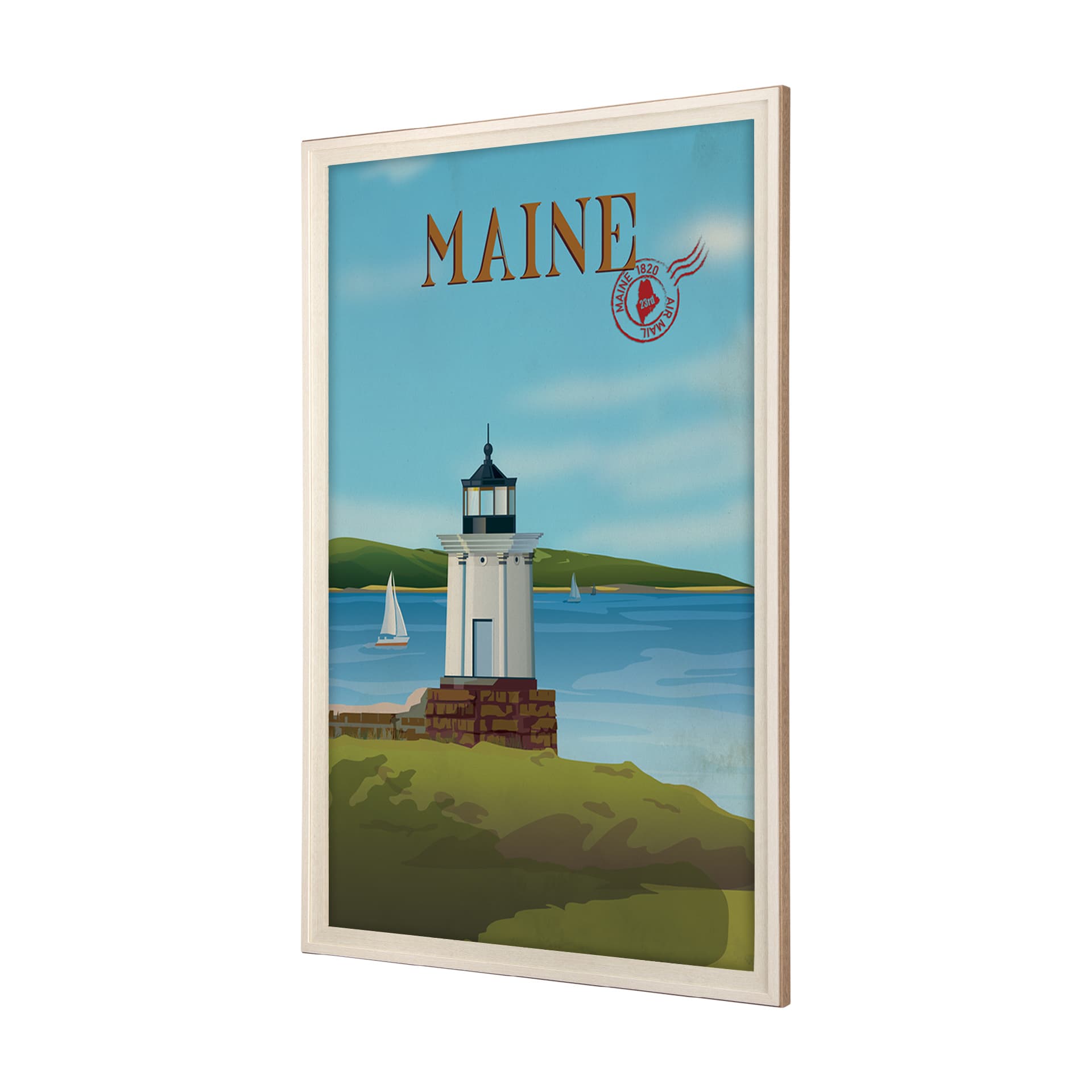 Maine GO (XL) by Mercana Studio Hand Embelished Framed Artwork Matted under Glass — product photograph