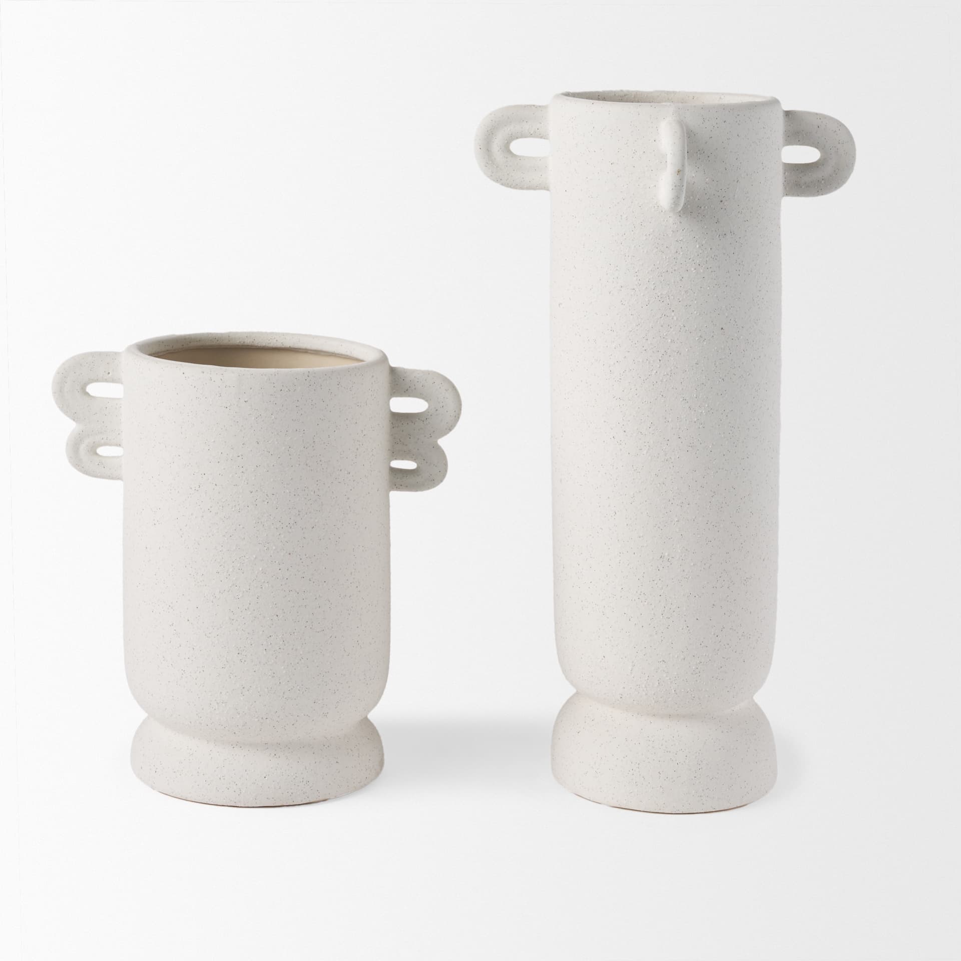 Dylan Tall Textured Off White w/ Handles Ceramic Vase — product photograph