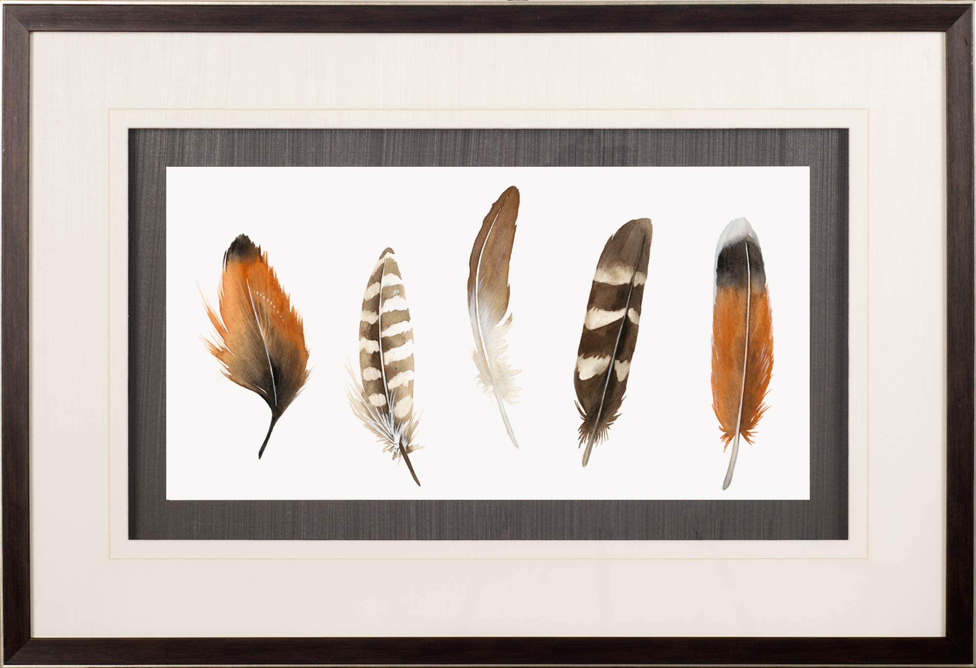 Red Rock Feathers I by Grace Popp a Hand Embellished Textured Framed Art Print Matted under Glass — product photograph
